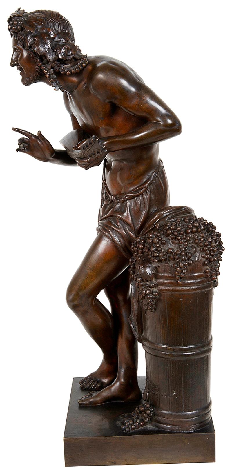 Romantic 19th Century Bronze of Bacchus Signed Francisque Duret For Sale