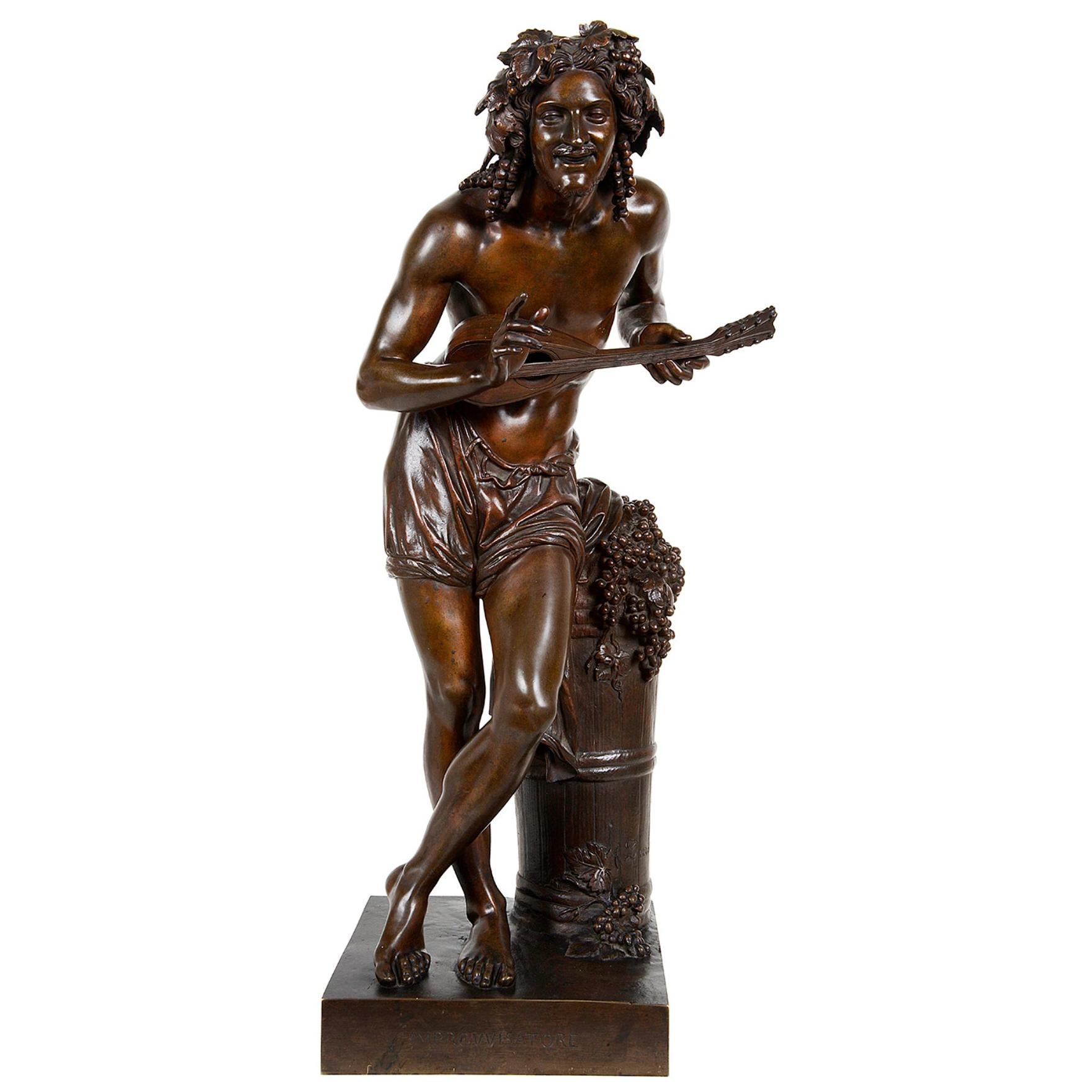 Bronze de Bacchus du 19ème siècle signé Francisque Duret en vente