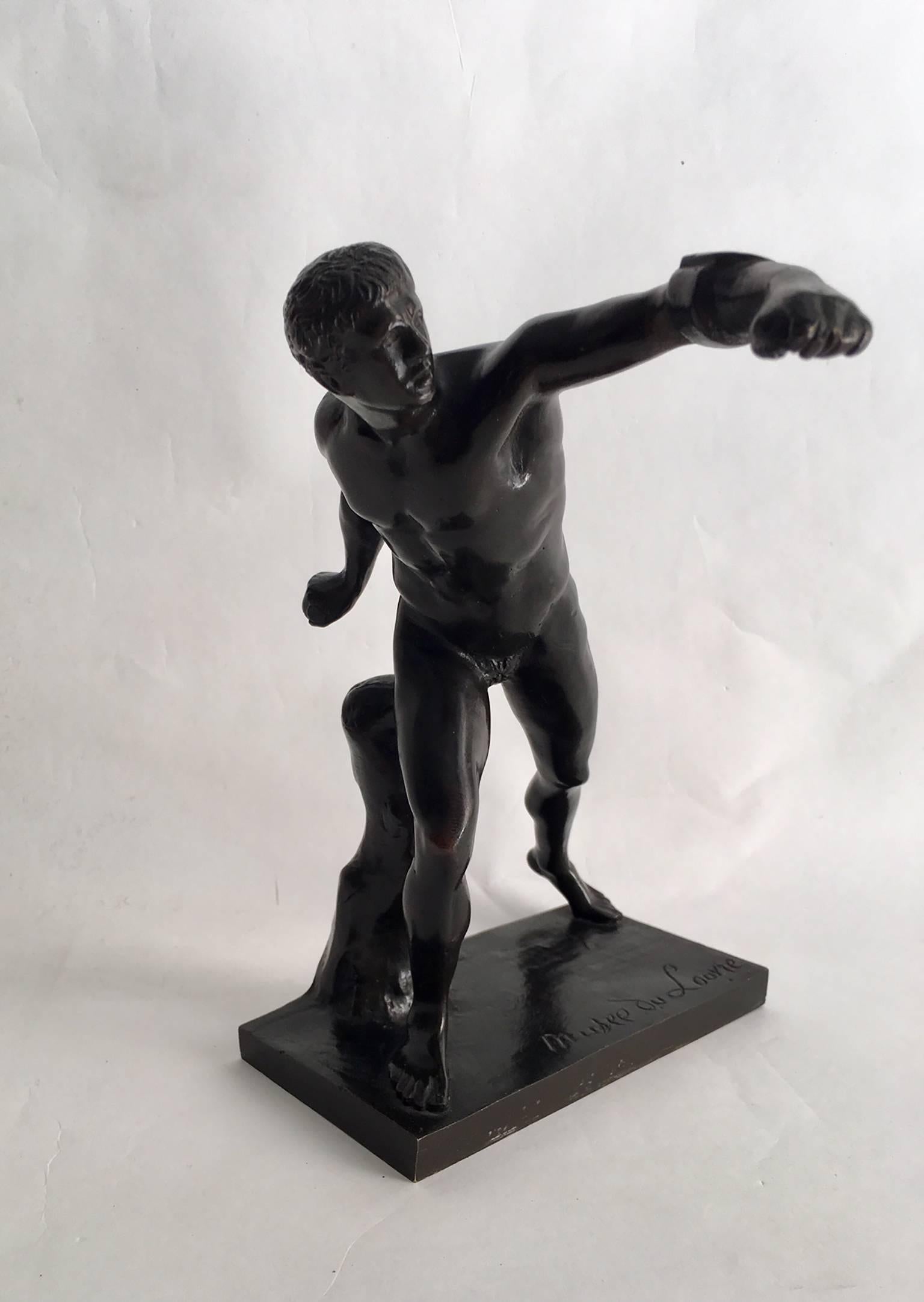 Late 19th century classical bronze figure of the Borghese gladiator.