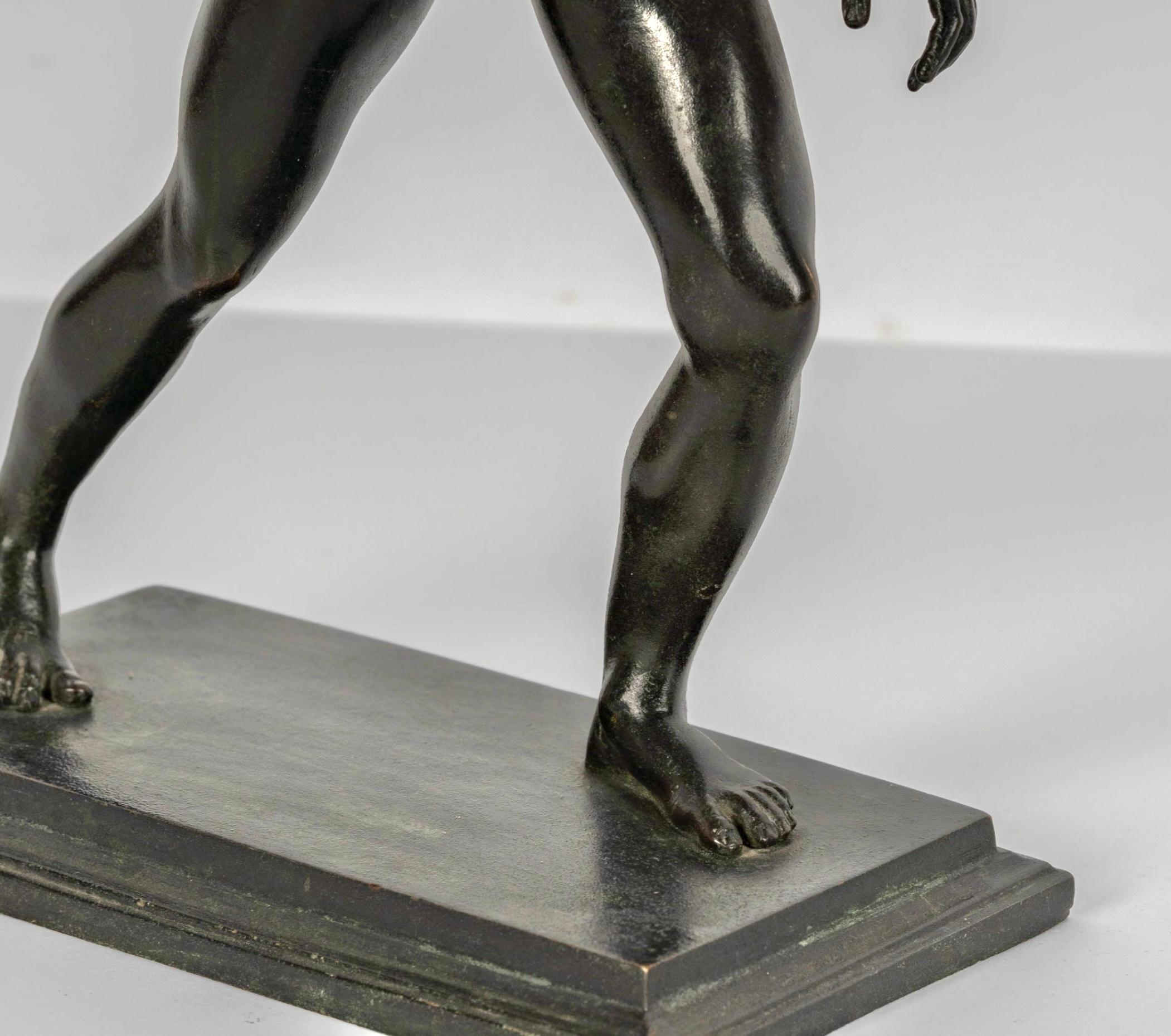 Italian 19th Century Bronze of the Runner of Herculaneum with Panama Pacific Expo Label For Sale