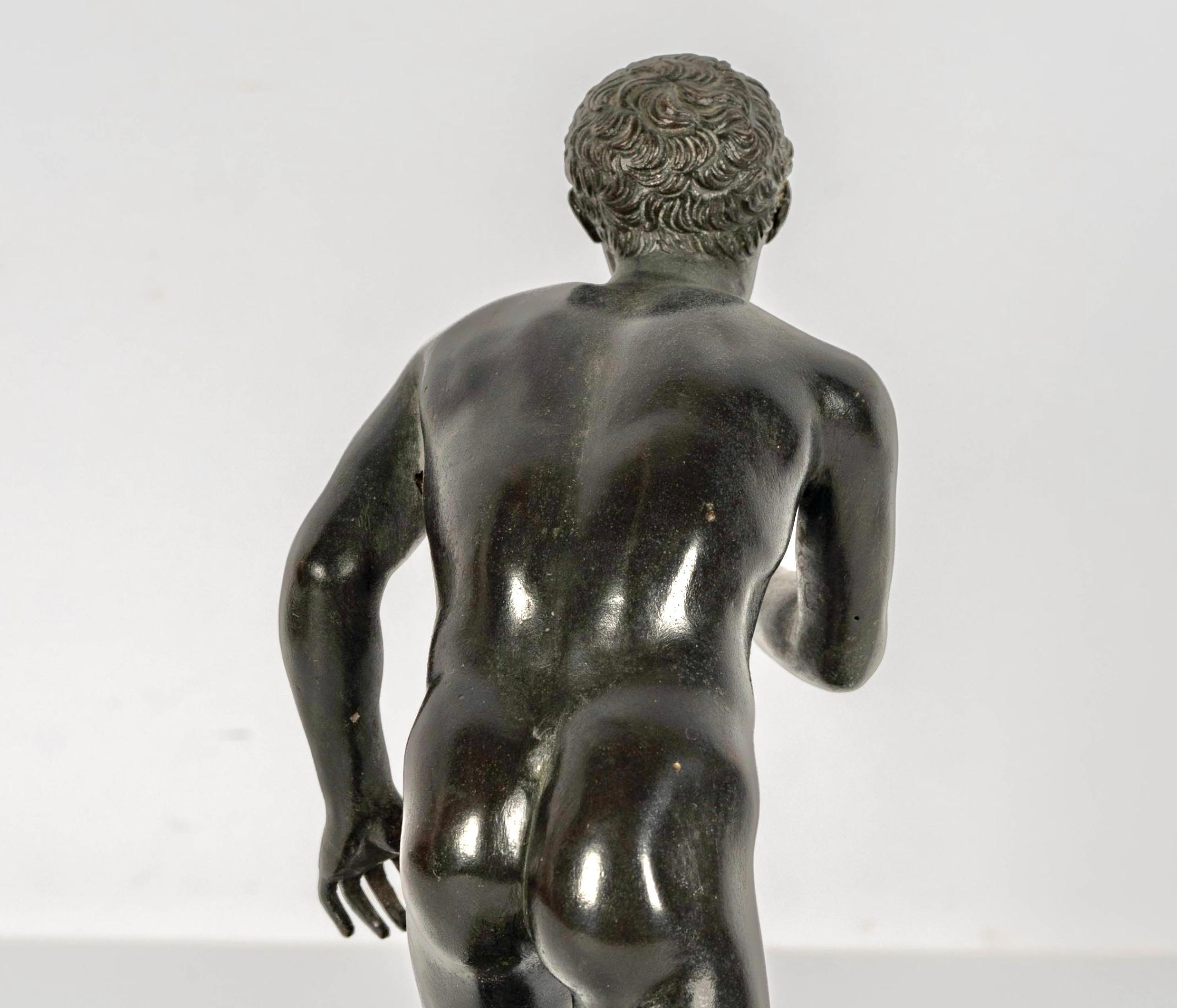 19th Century Bronze of the Runner of Herculaneum with Panama Pacific Expo Label For Sale 1