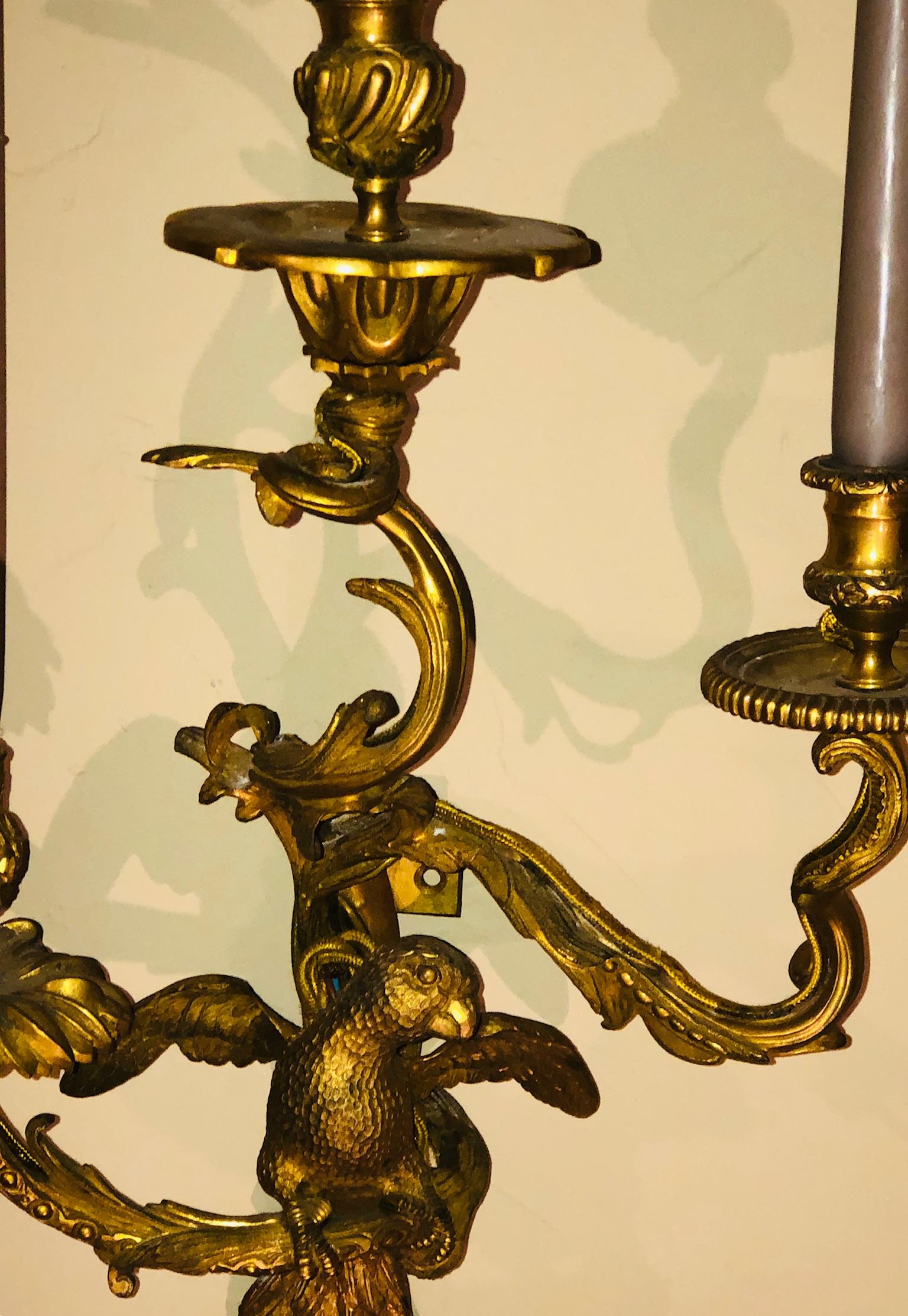 19th Century Bronze Ormolu Duc d'Enghein Appliques Electric Sconces Pair, France For Sale 9