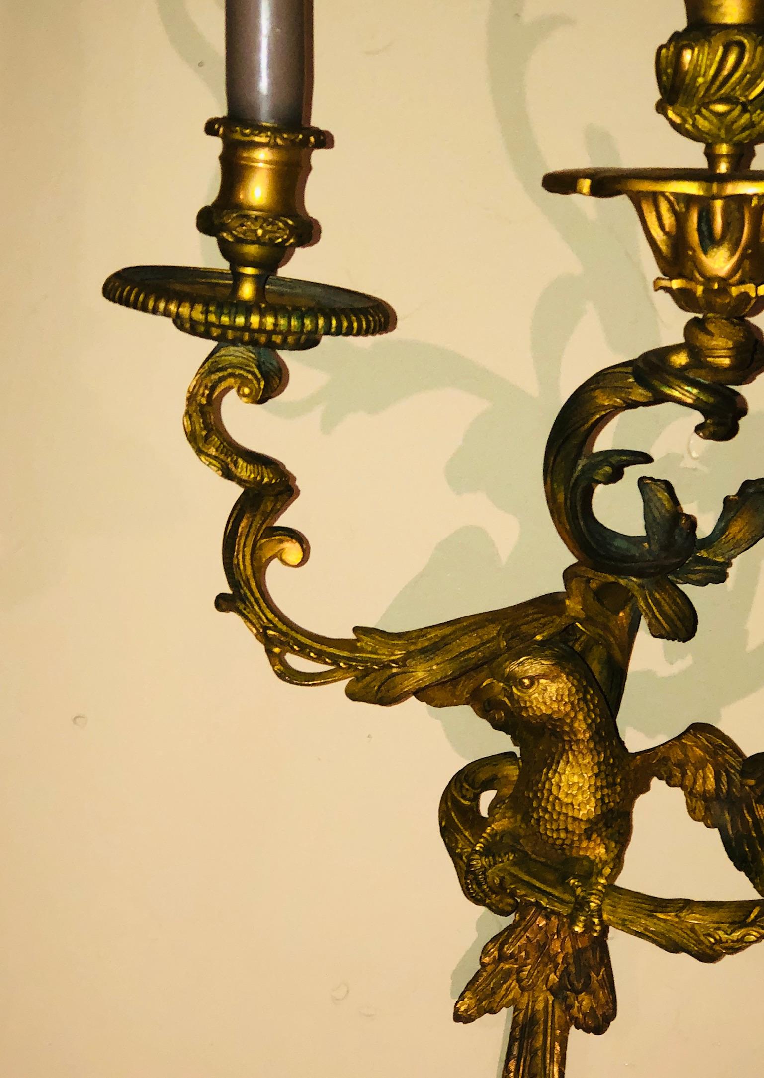 19th Century Bronze Ormolu Duc d'Enghein Appliques Electric Sconces Pair, France For Sale 10