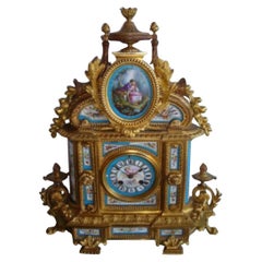 19th Century Bronze Ormolu Mounted Sevres Mantel Japy Freres Clock
