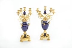 19th Century Bronze Ormolu / Porcelain Pair Candelabra