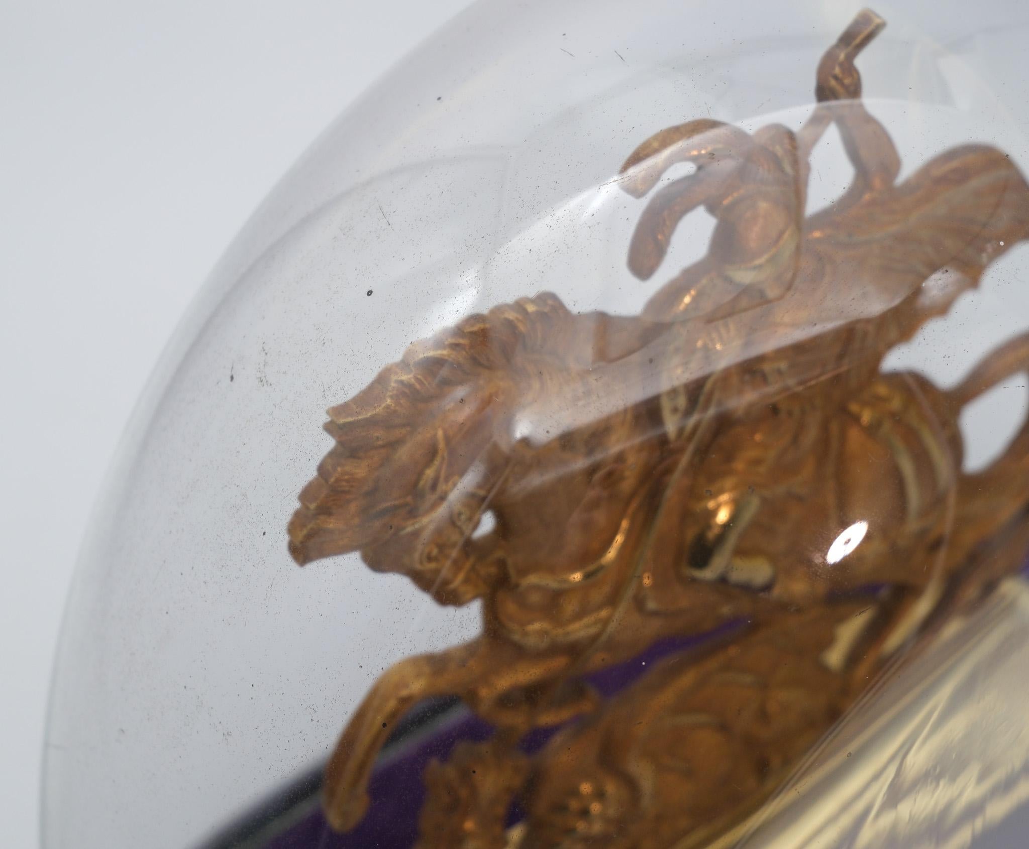 19th Century Bronze & Ormolu Saint George & The Dragon In Domed Glass Cloche For Sale 4