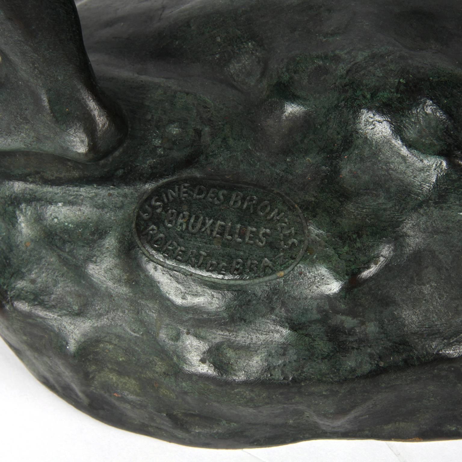 19th Century Bronze Pair of Two Boxing Figures, Signed by Jef Lambeaux 1