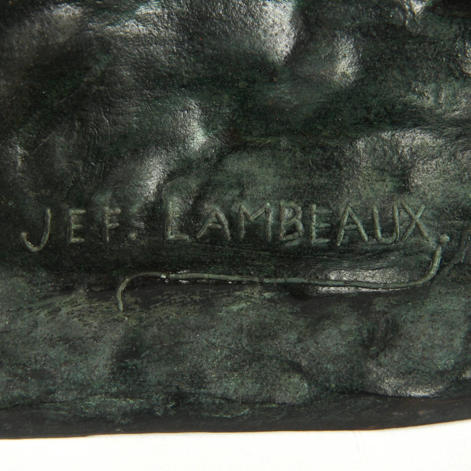 19th Century Bronze Pair of Two Boxing Figures, Signed by Jef Lambeaux 2