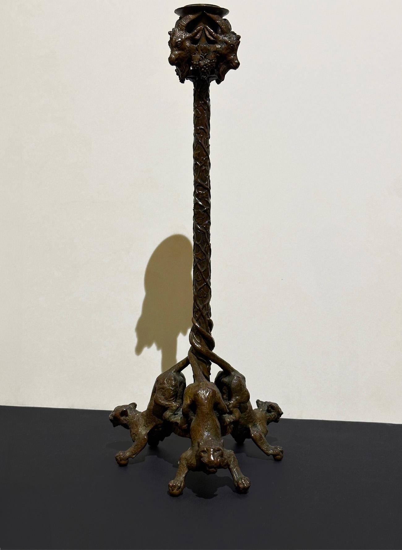 Coppia di candelieri in bronzo del XIX secolo firmati da Christophe Fratin In condizioni buone in vendita a Paris, FR