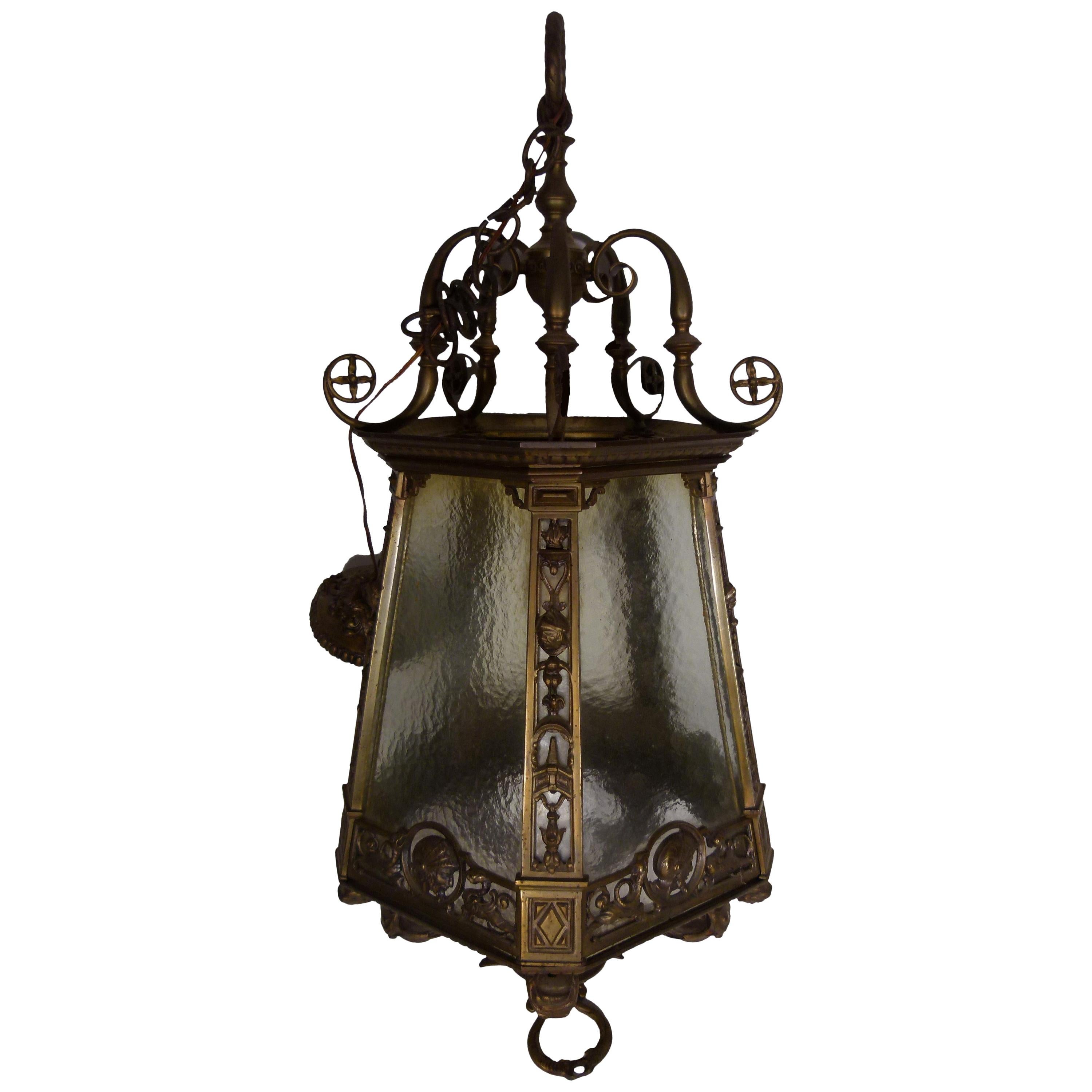 19th Century Bronze Pendant Lamp from Spain