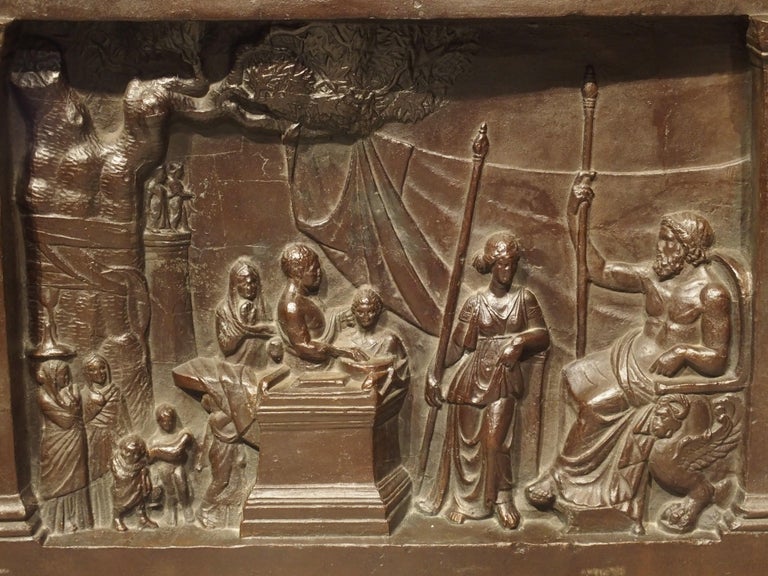 Classical Roman 19th Century Bronze Plaque, The Legend of Gaius Mucius Scaevola For Sale