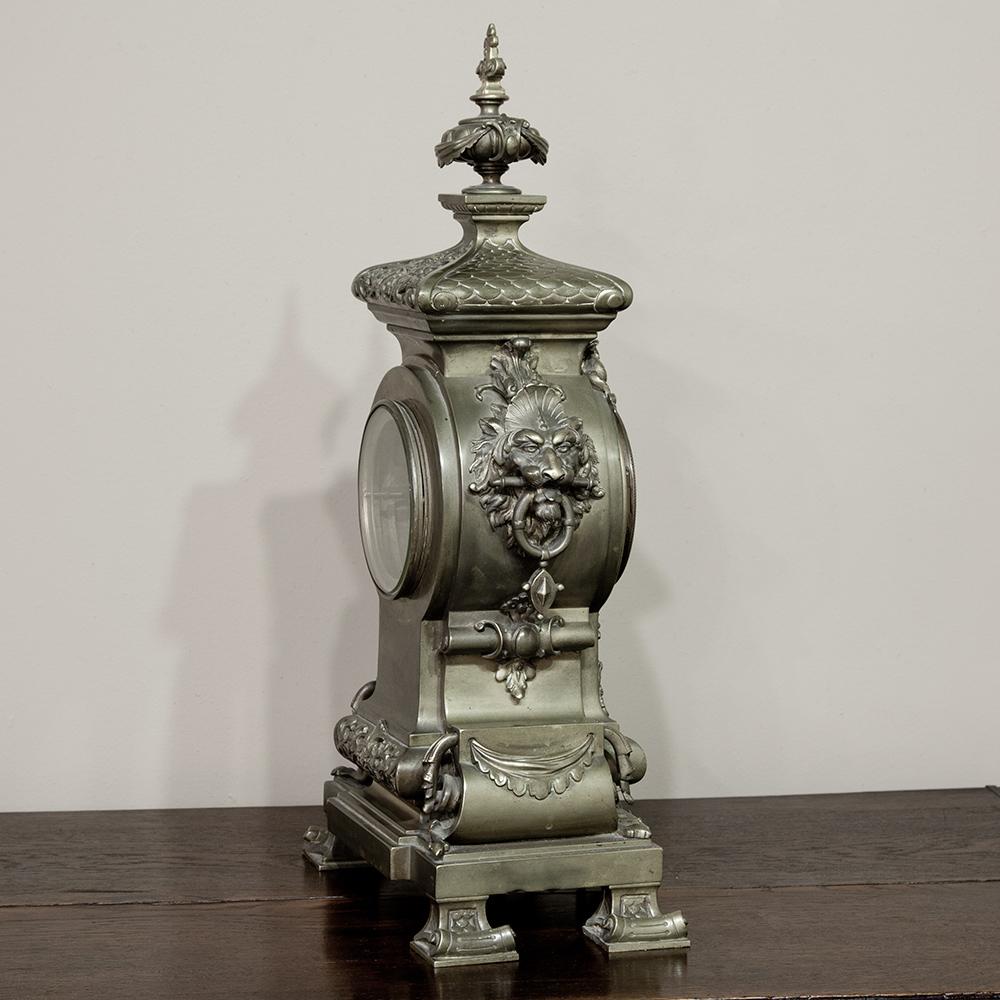 19th Century Bronze Renaissance Napoleon III Period Mantel Clock In Good Condition In Dallas, TX