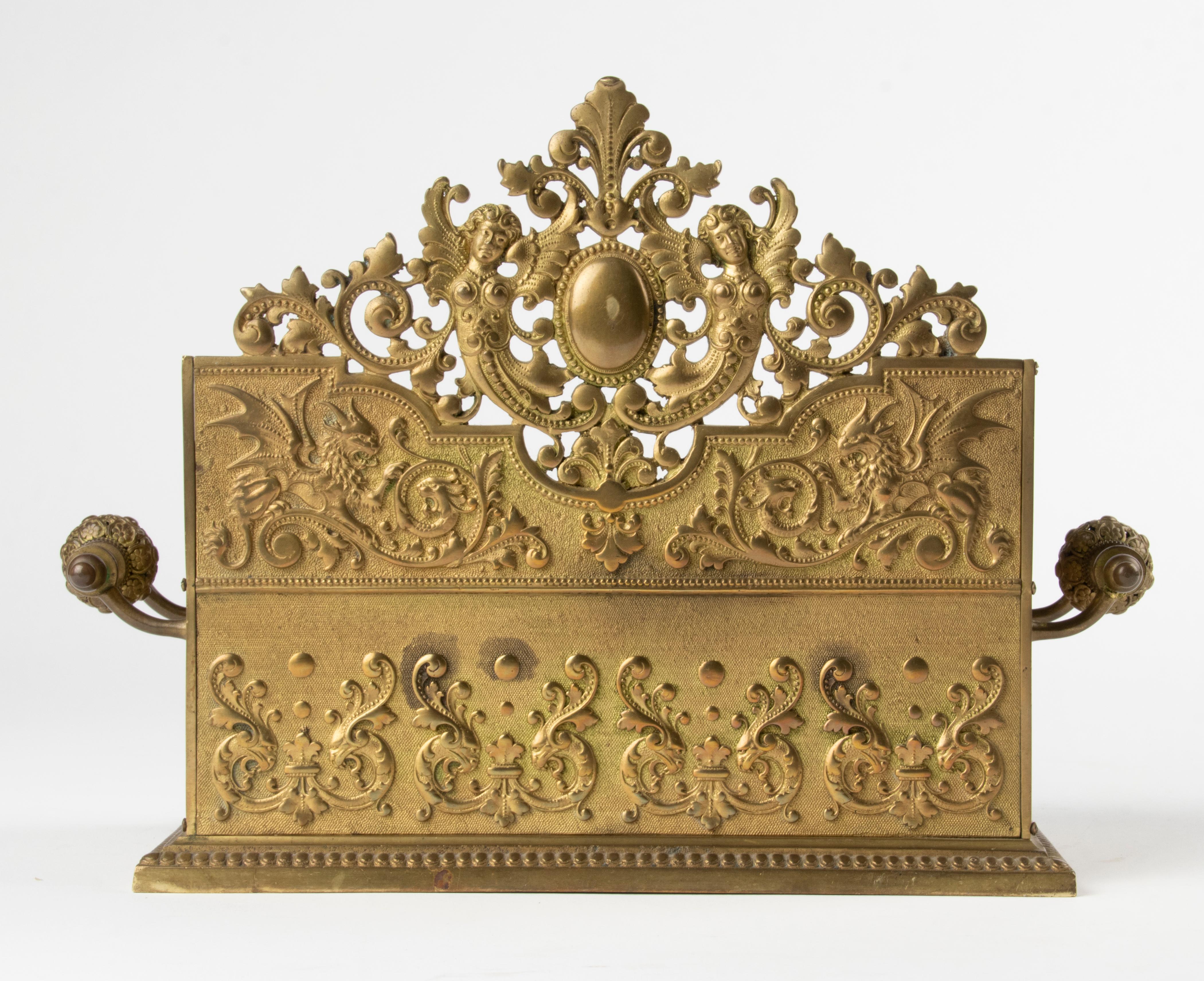 19th Century Bronze Renaissance Style Letter Rack 9