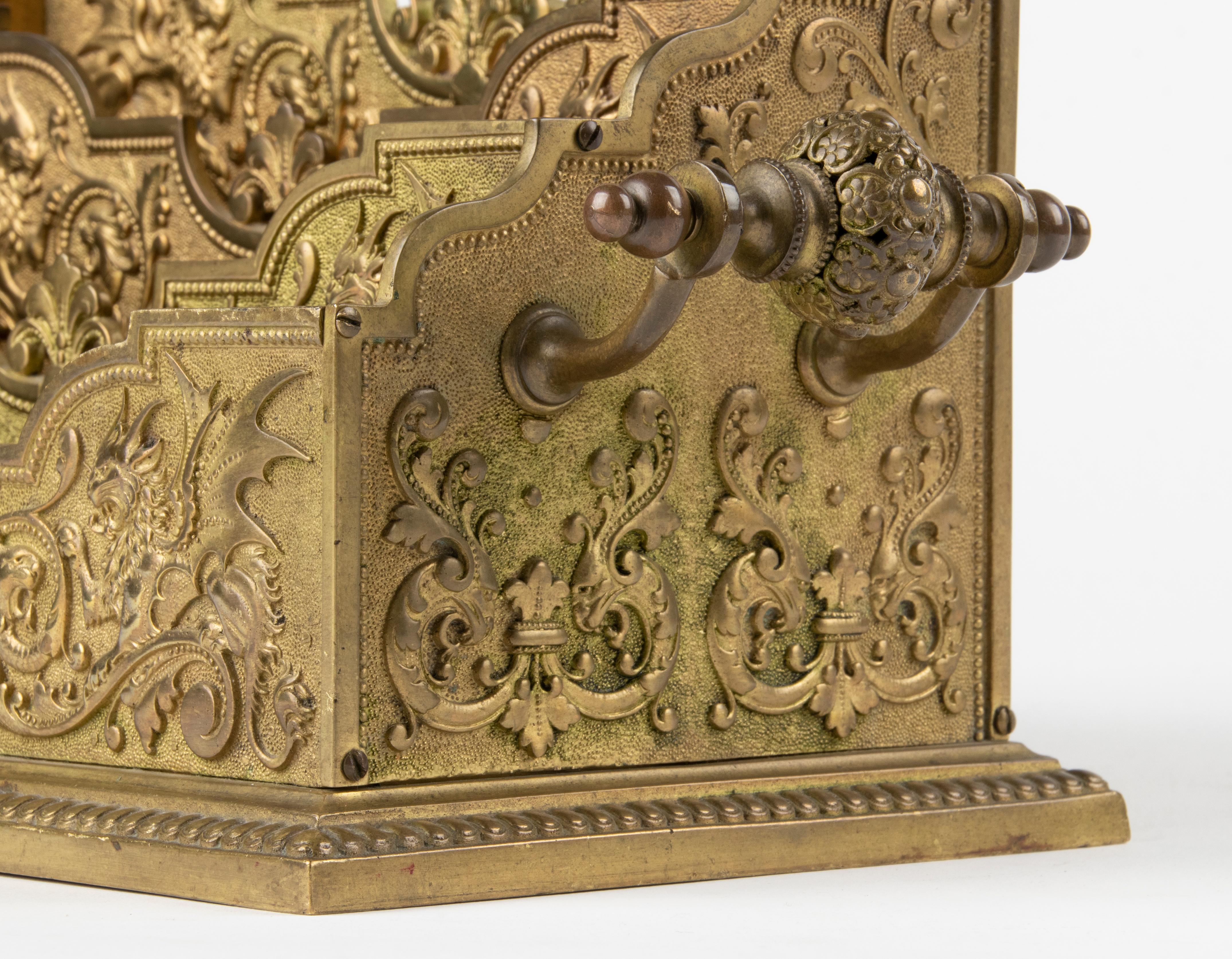 19th Century Bronze Renaissance Style Letter Rack 1