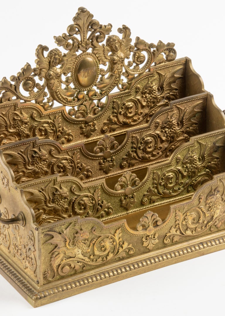 19th Century Bronze Renaissance Style Letter Rack at 1stDibs