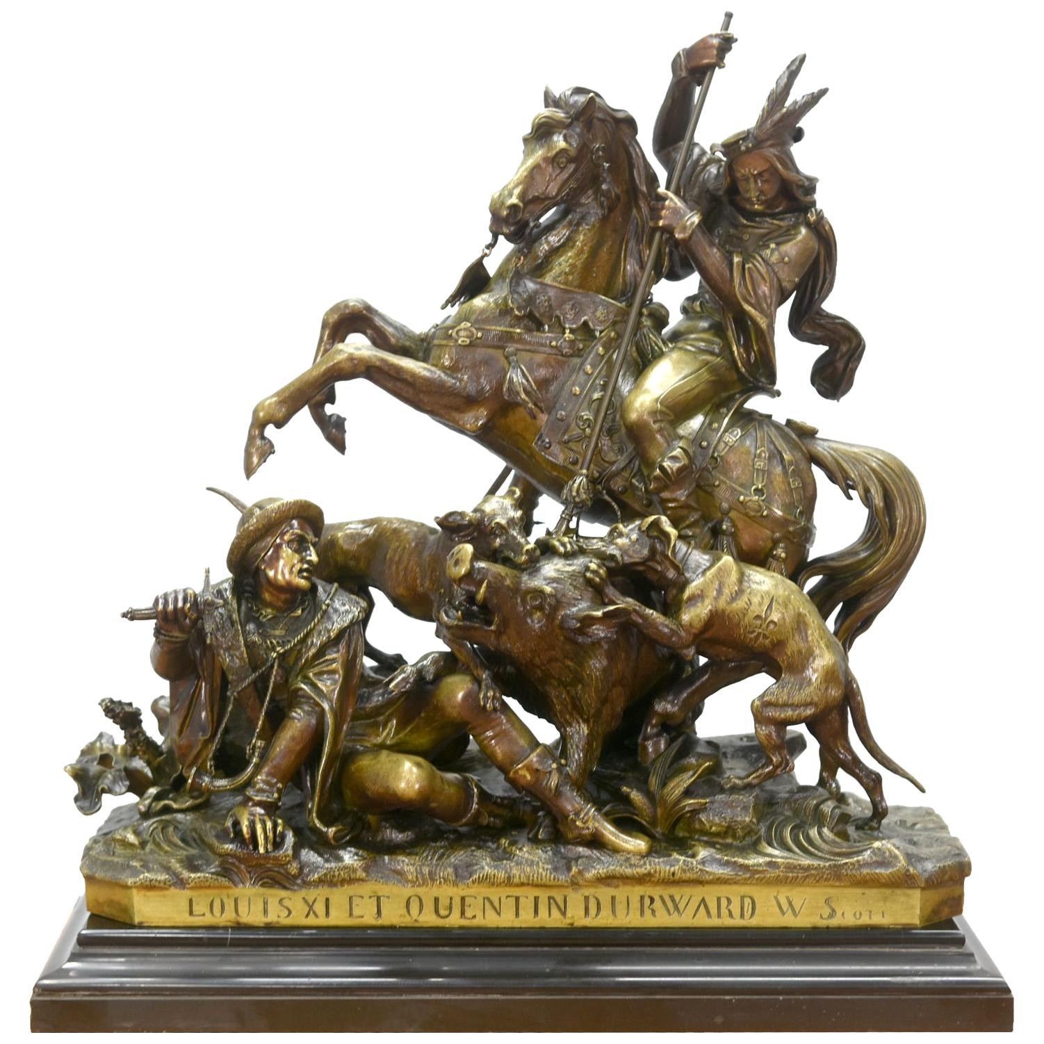 19th Century Bronze Sculpture by J.F.T Gechter Representing Quentin Durward