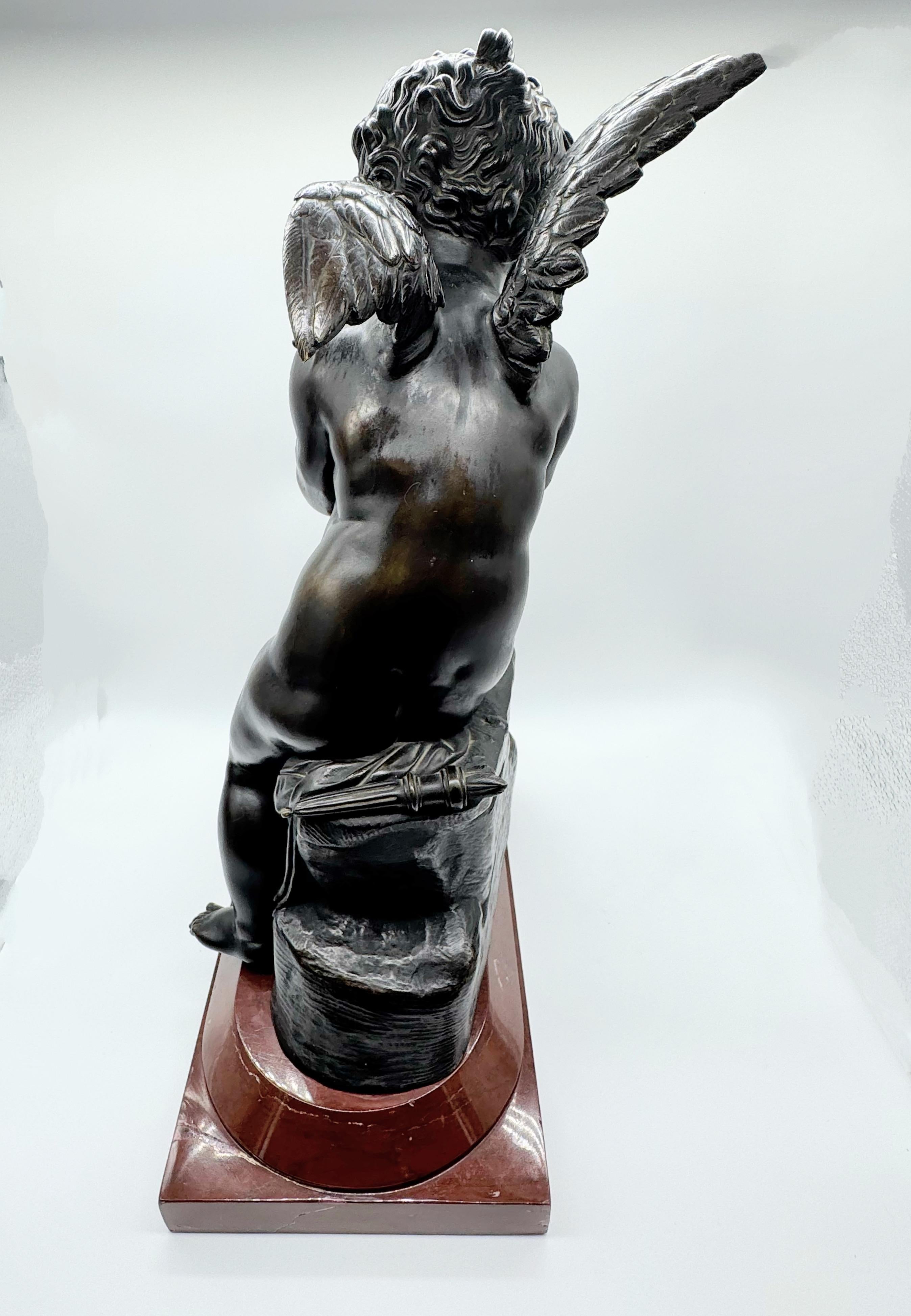 Bronzeskulptur „ Amor“ aus dem 19. Jahrhundert von Lemire (Patiniert) im Angebot