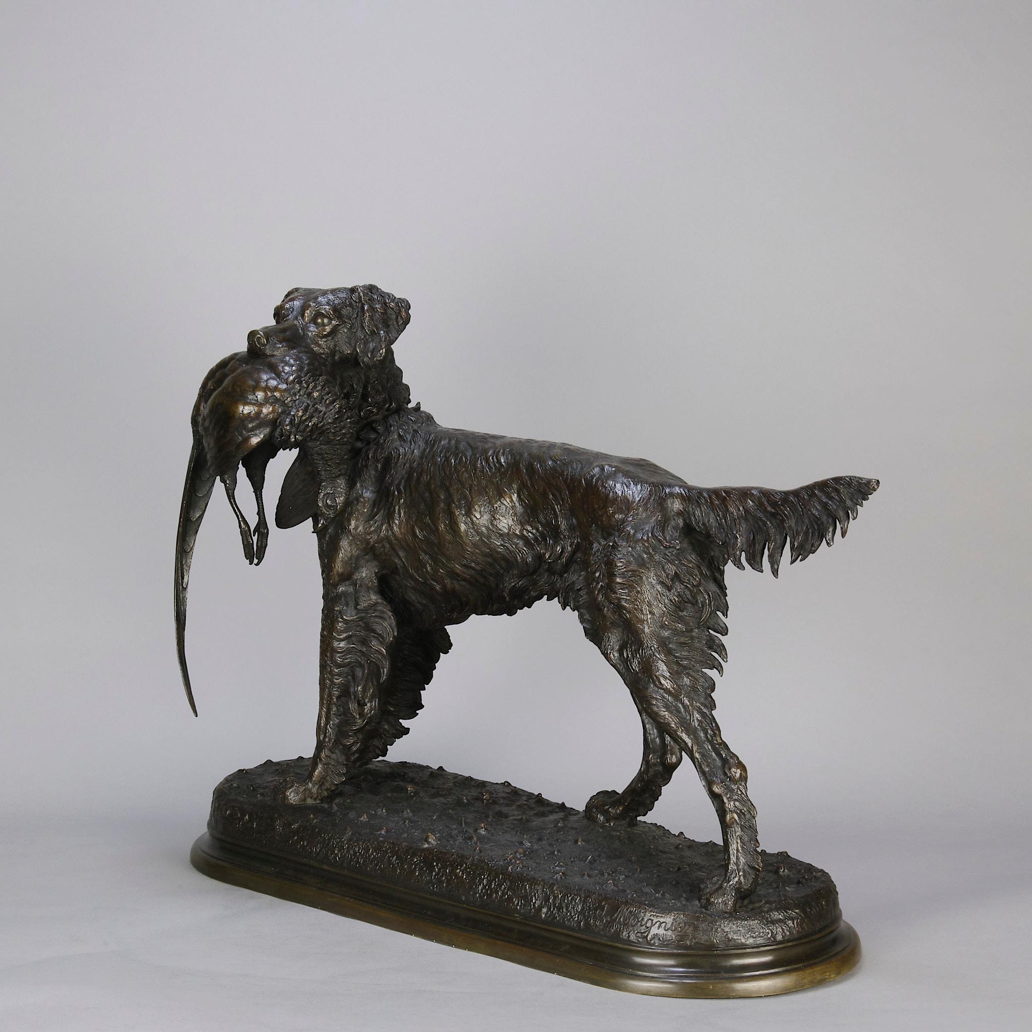 Sculpture en bronze du 19e siècle intitulée « Setter and Game Bird » de Jules Moigniez en vente 2