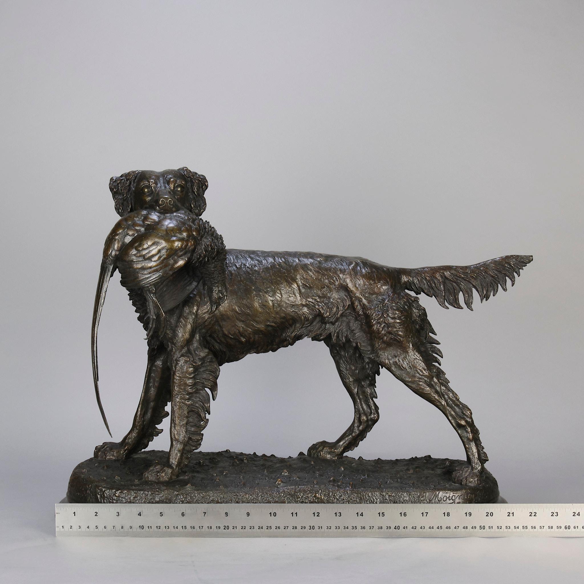 Sculpture en bronze du 19e siècle intitulée « Setter and Game Bird » de Jules Moigniez en vente 3