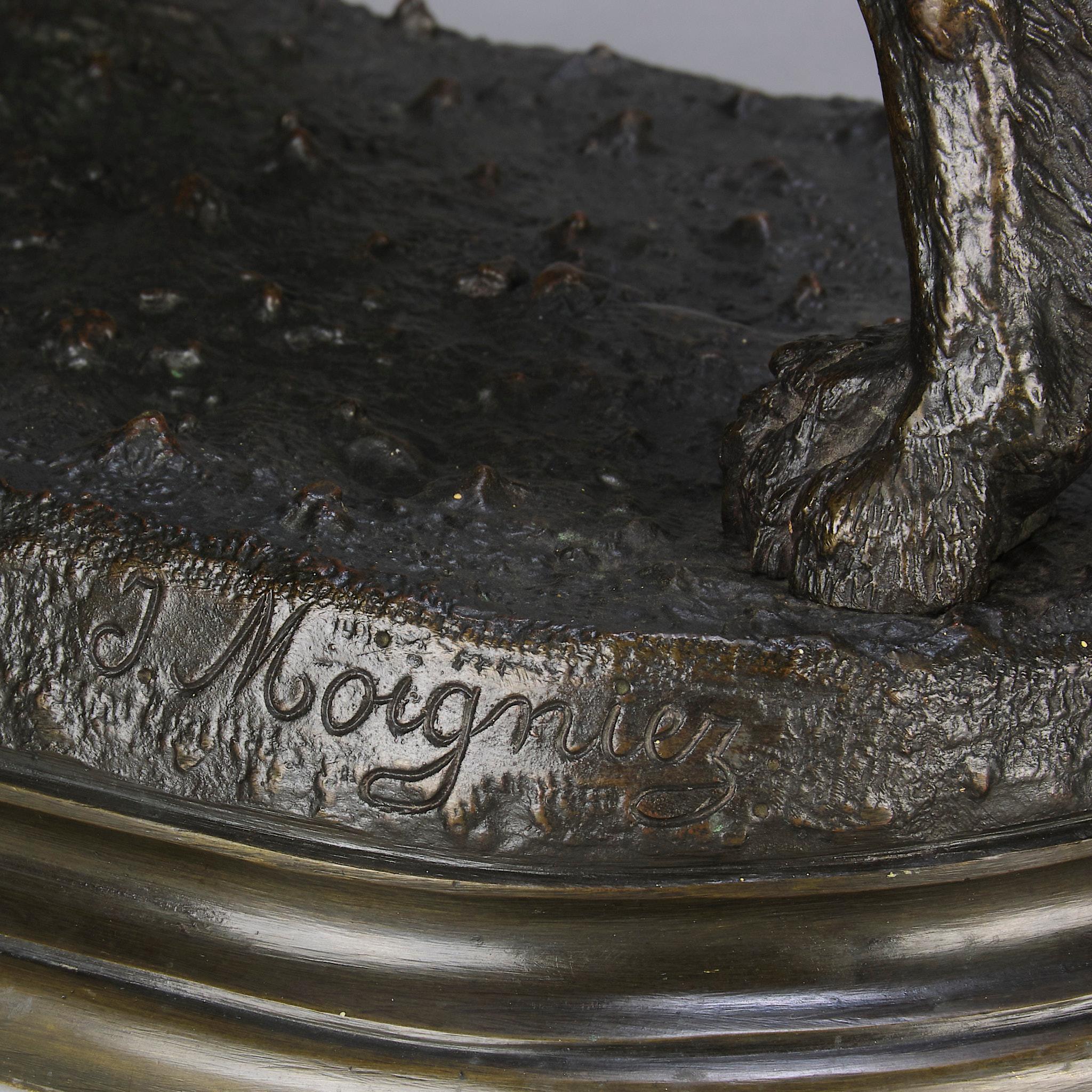 Sculpture en bronze du 19e siècle intitulée « Setter and Game Bird » de Jules Moigniez en vente 4
