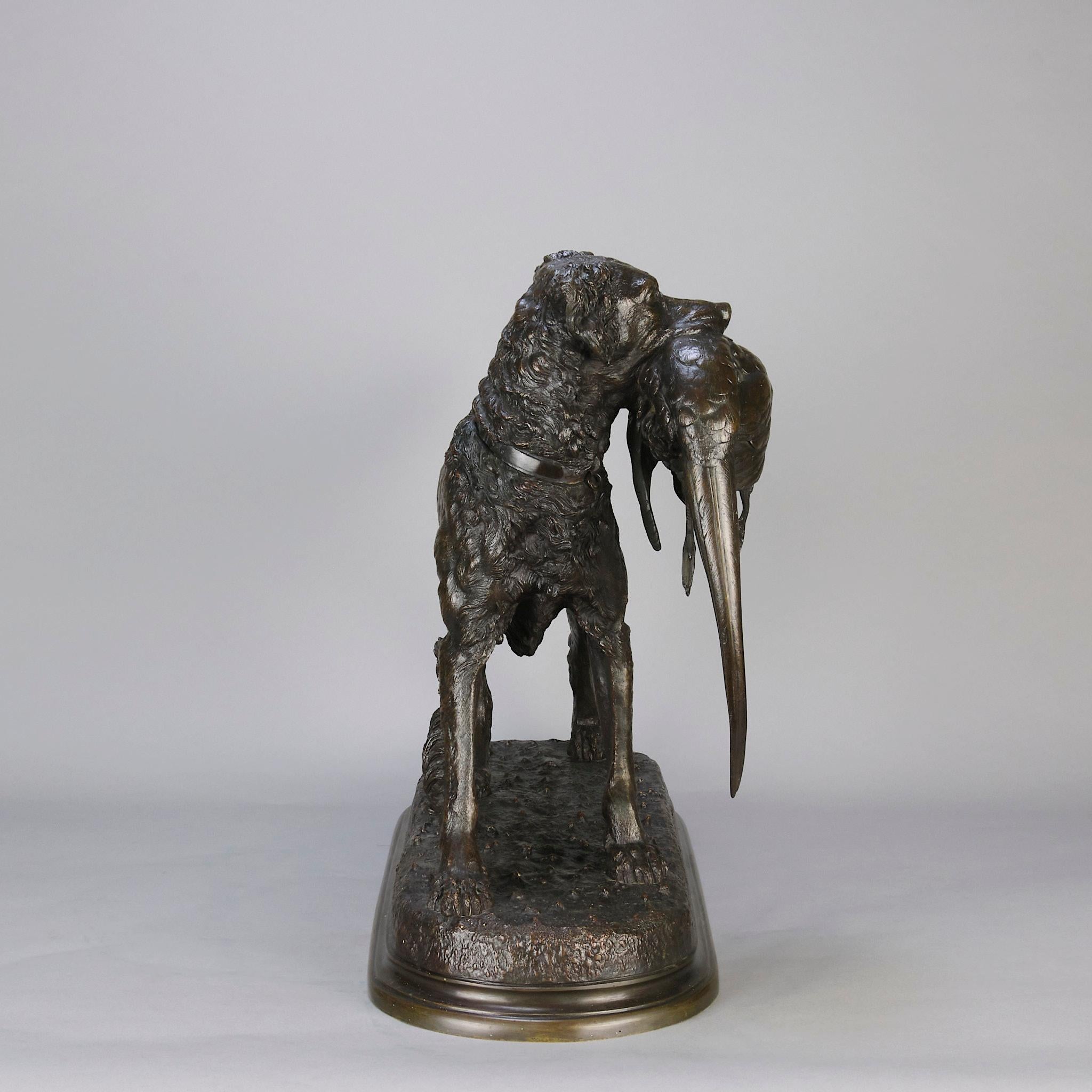 Moulage Sculpture en bronze du 19e siècle intitulée « Setter and Game Bird » de Jules Moigniez en vente