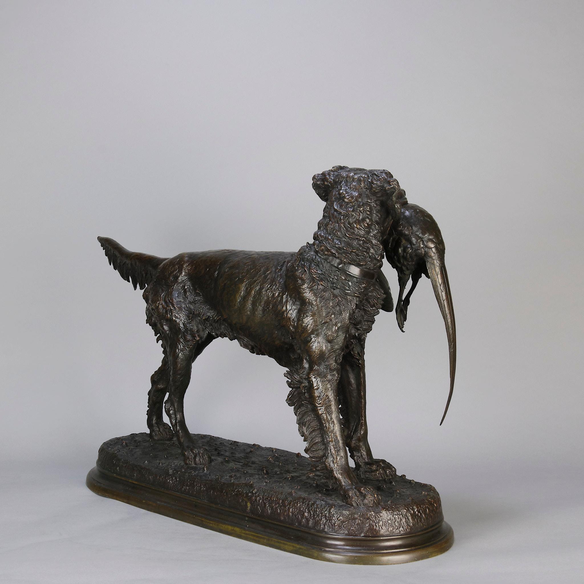 Sculpture en bronze du 19e siècle intitulée « Setter and Game Bird » de Jules Moigniez Bon état - En vente à London, GB