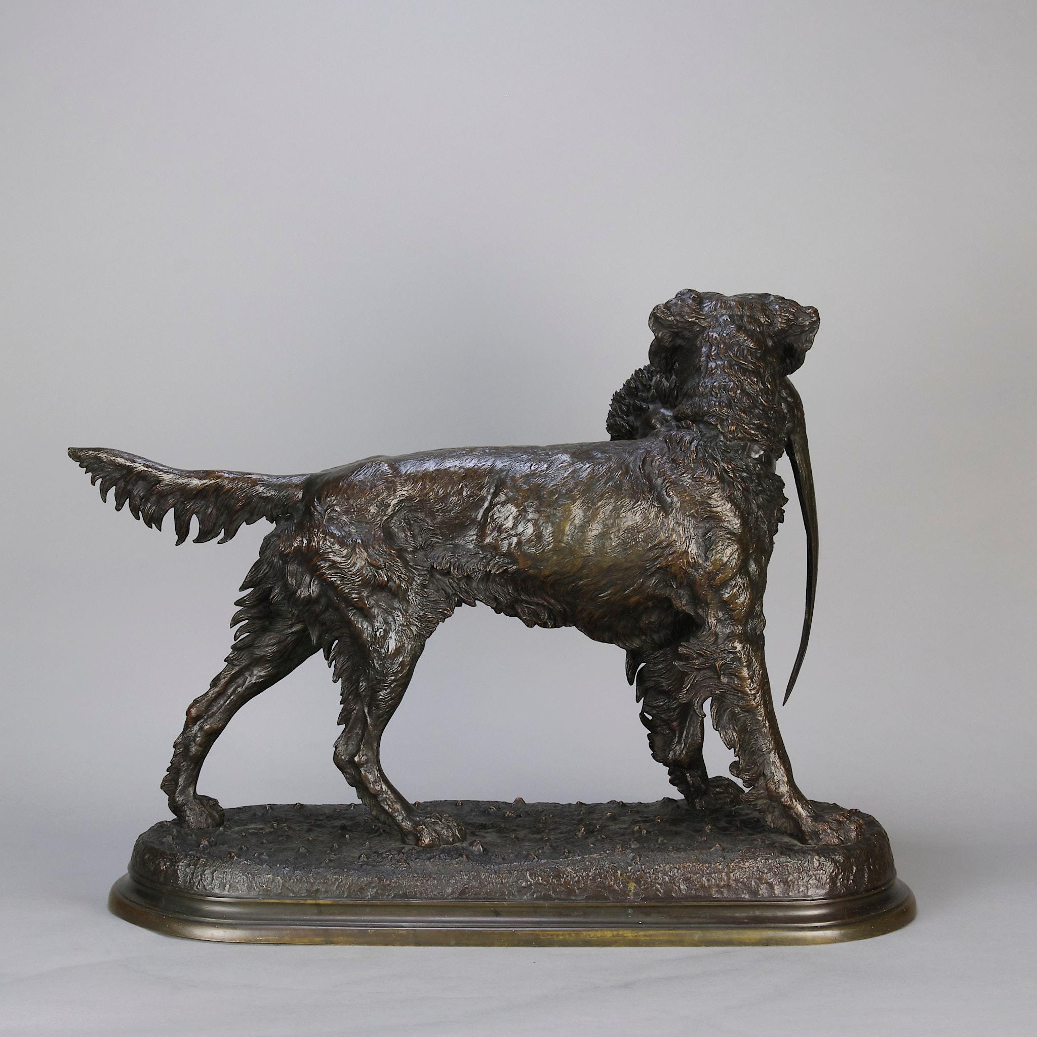 XIXe siècle Sculpture en bronze du 19e siècle intitulée « Setter and Game Bird » de Jules Moigniez en vente