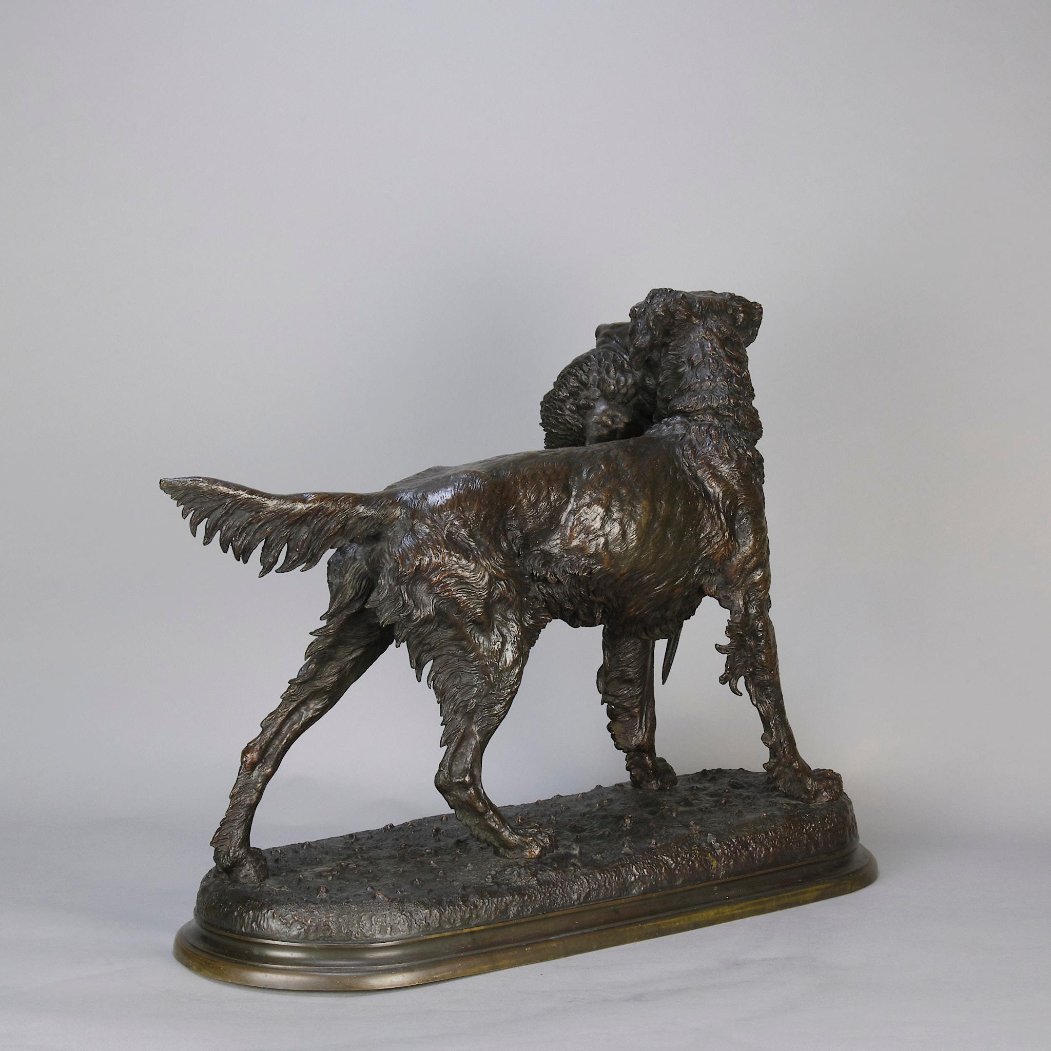 Bronze Sculpture en bronze du 19e siècle intitulée « Setter and Game Bird » de Jules Moigniez en vente
