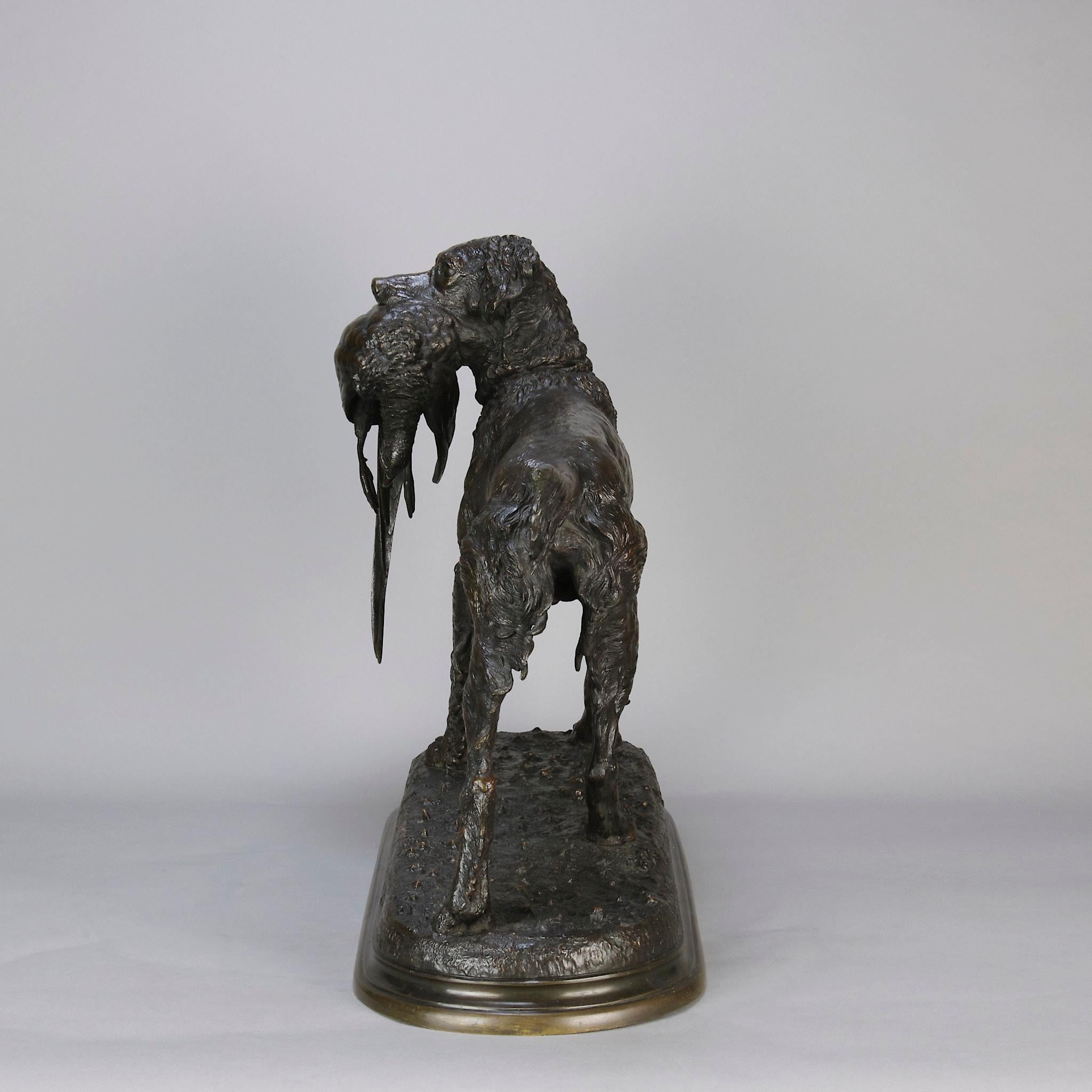 Sculpture en bronze du 19e siècle intitulée « Setter and Game Bird » de Jules Moigniez en vente 1