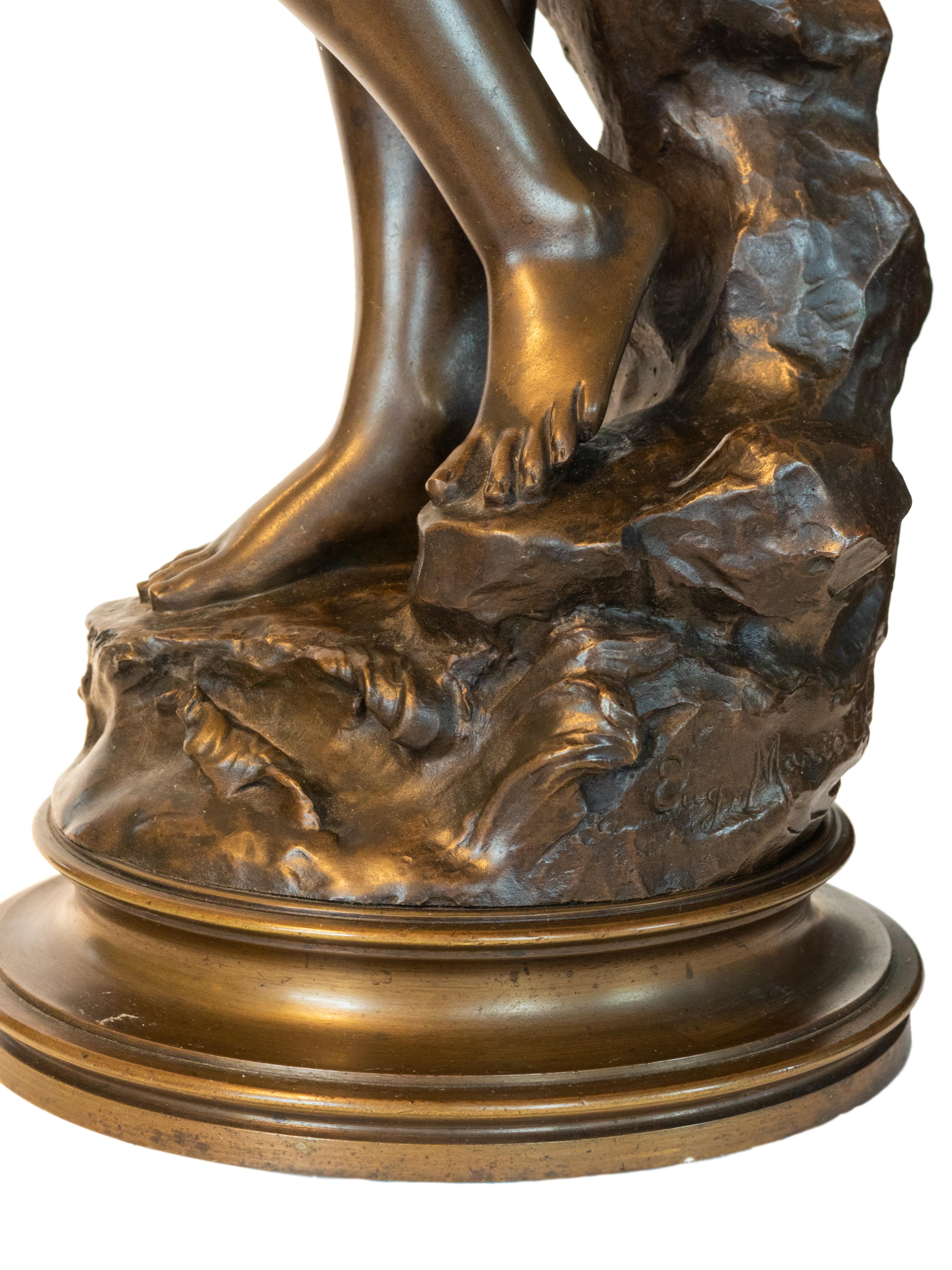 Sculpture en bronze du 19ème siècle Eurydice par Eugène Marioton Femme en vente 1
