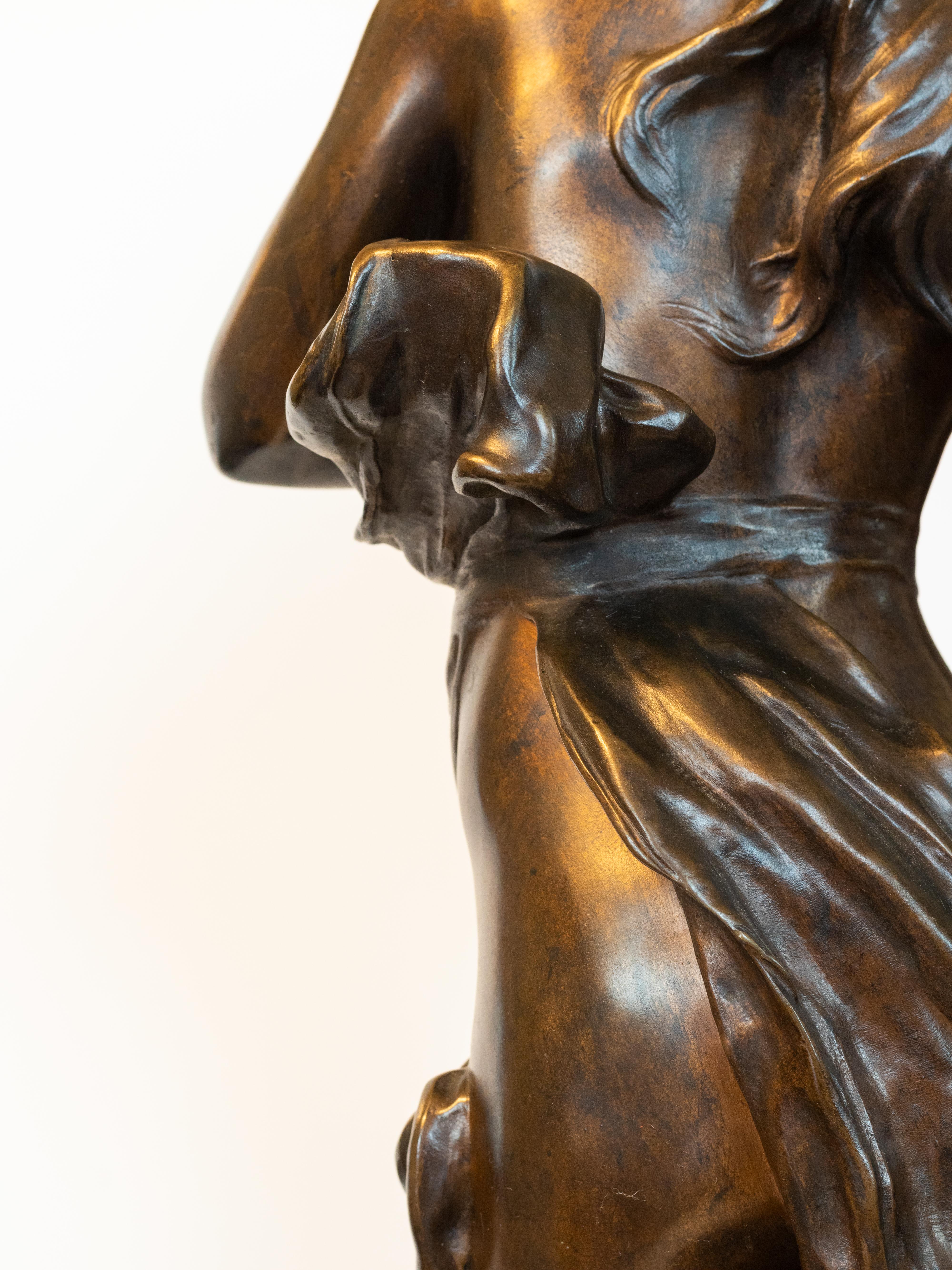 19th Century Bronze Sculpture Eurydice by Eugène Marioton Woman For Sale 2