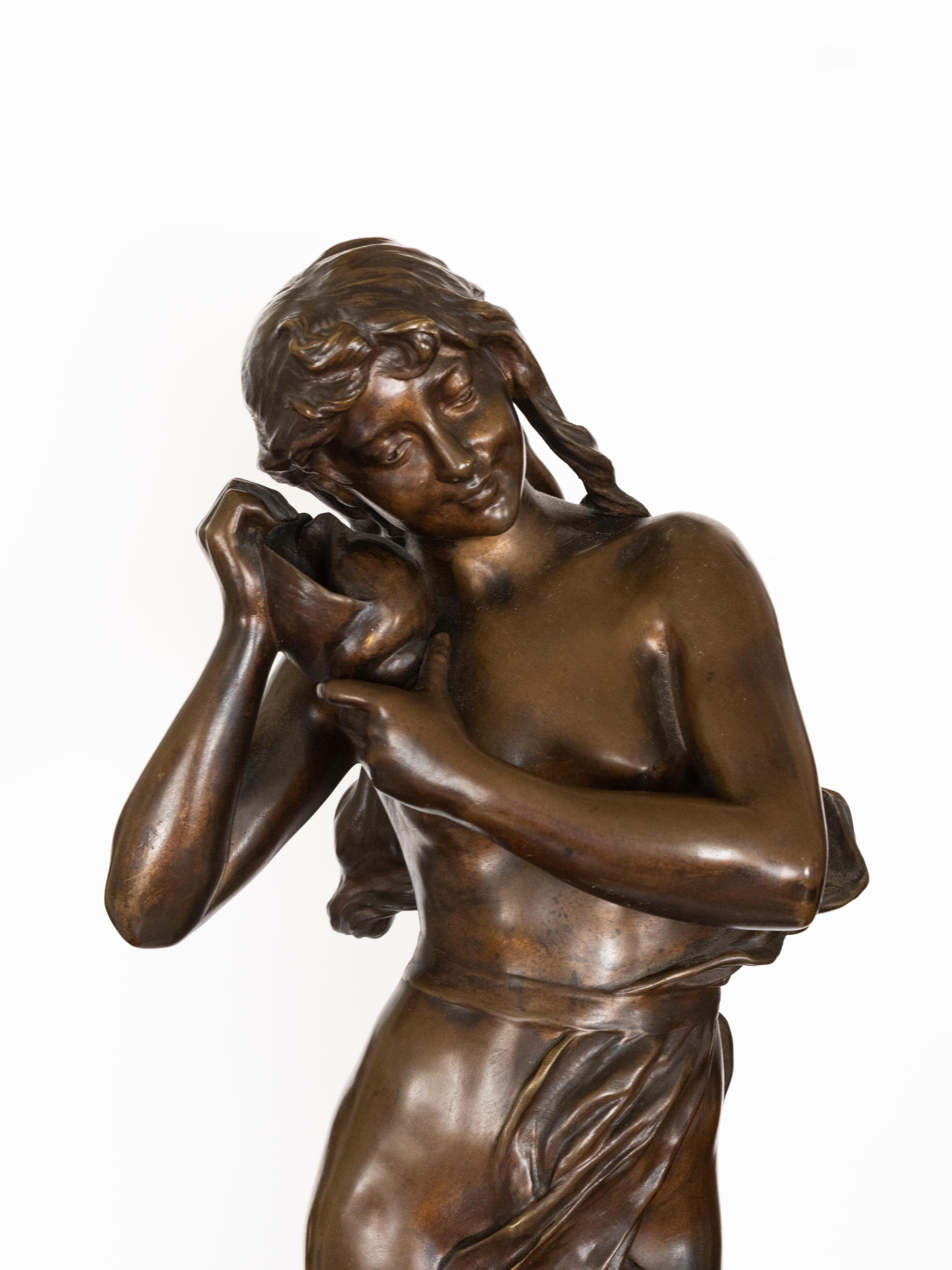 19. Jahrhundert Bronzeskulptur Eurydike von Eugène Marioton Frau im Angebot 3