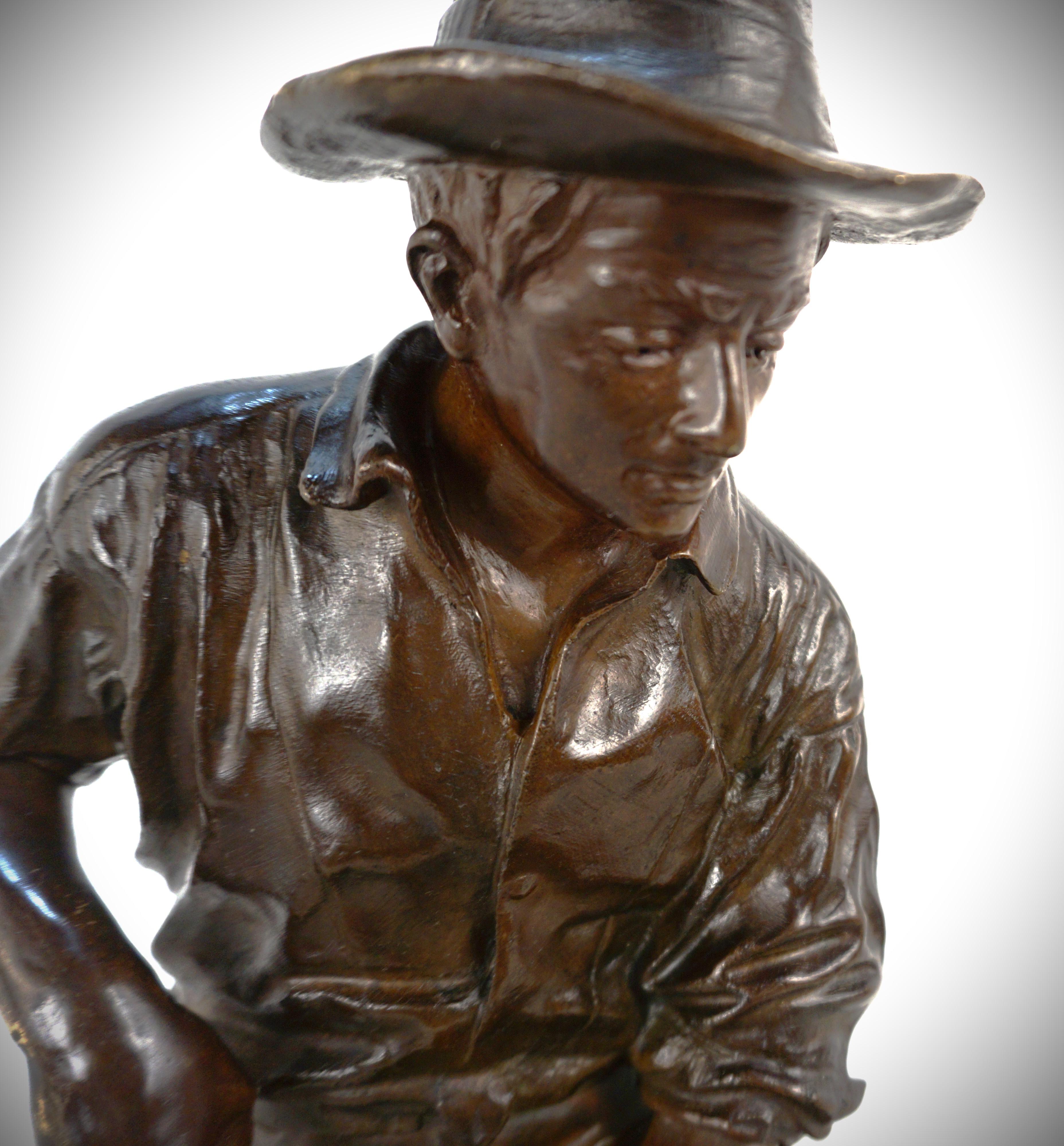 Escultura de bronce del siglo XIX Trabajador del campo de Jean Garnier en Bueno estado para la venta en Fairfax, VA