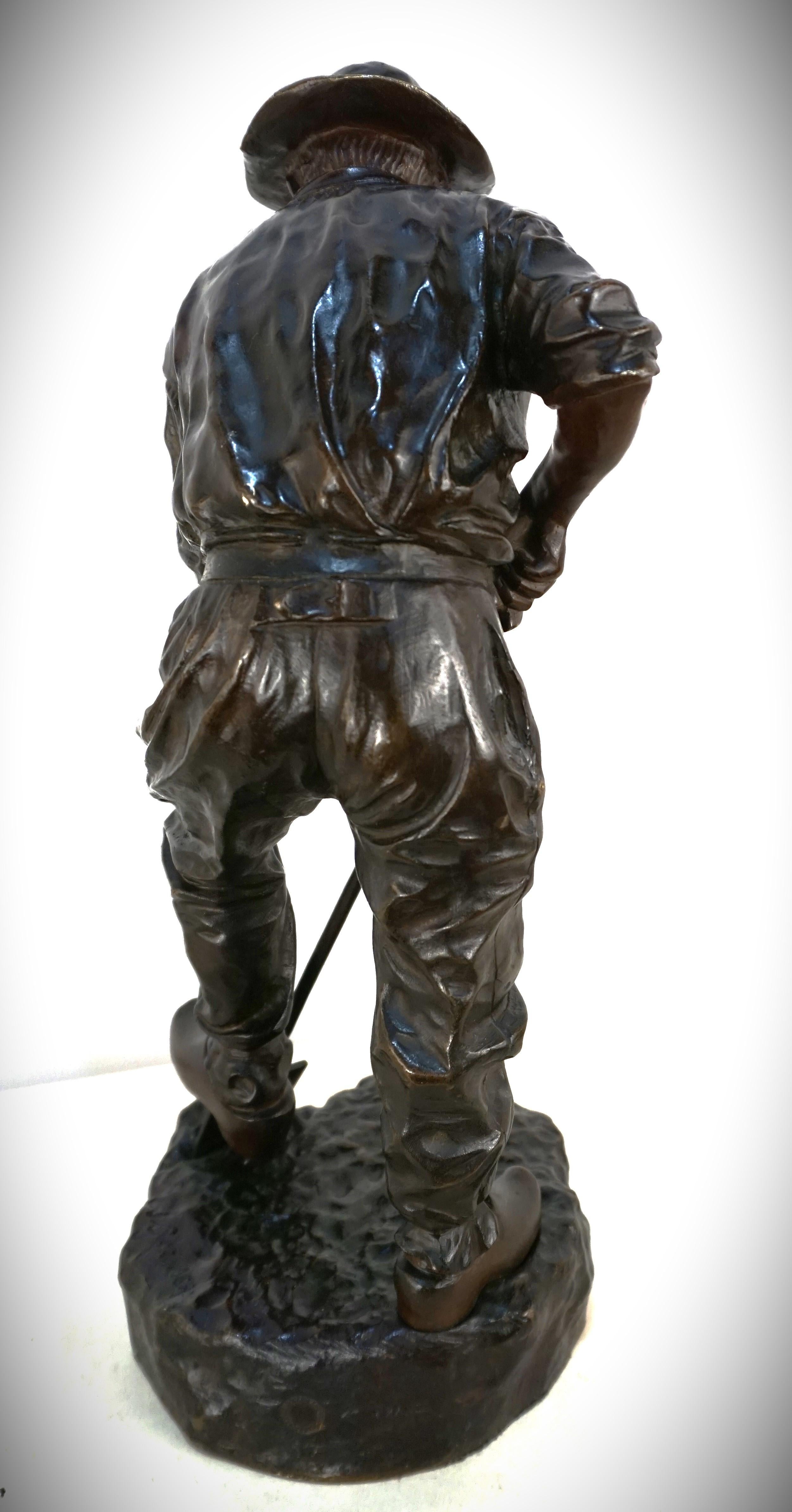 Escultura de bronce del siglo XIX Trabajador del campo de Jean Garnier Fines del siglo XIX en venta