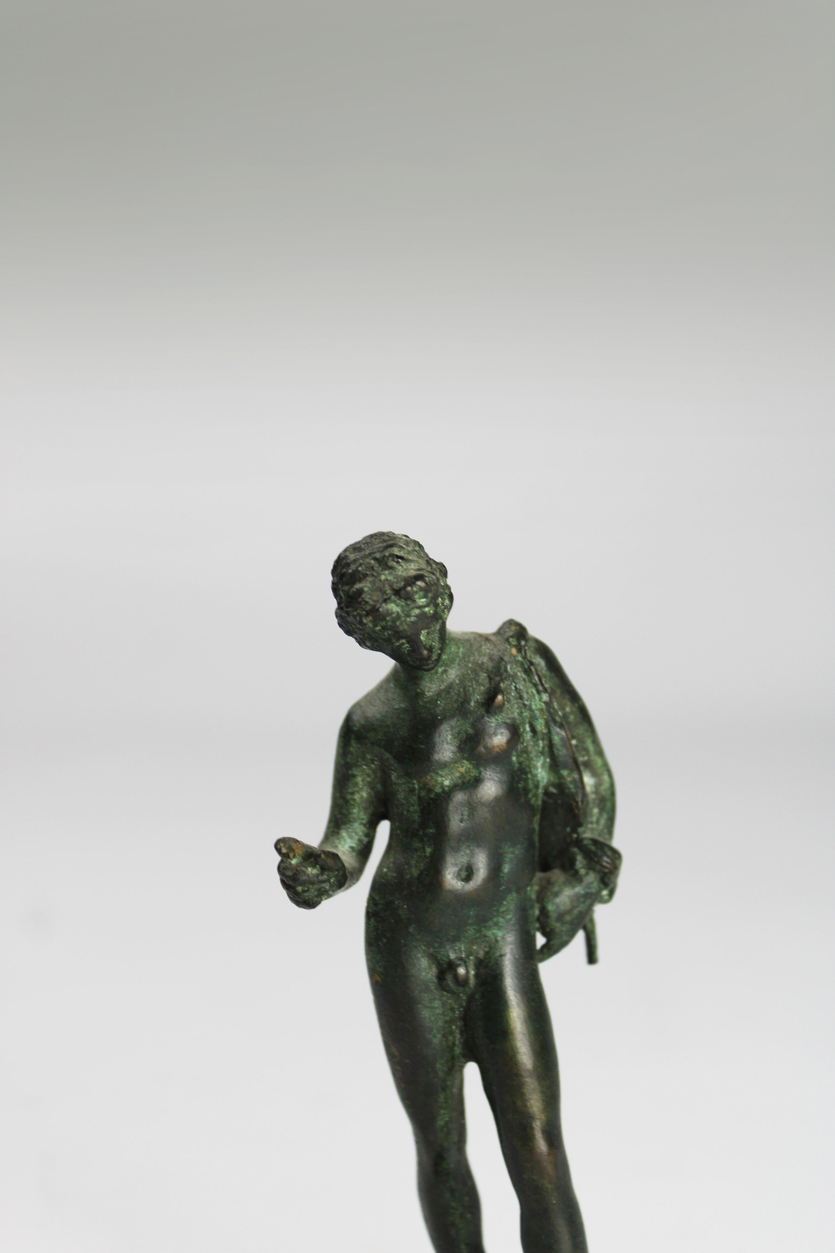 Greco Roman 19th Century Bronze Sculpture Narcissus Grand Tour souvenir Pompeii Italy