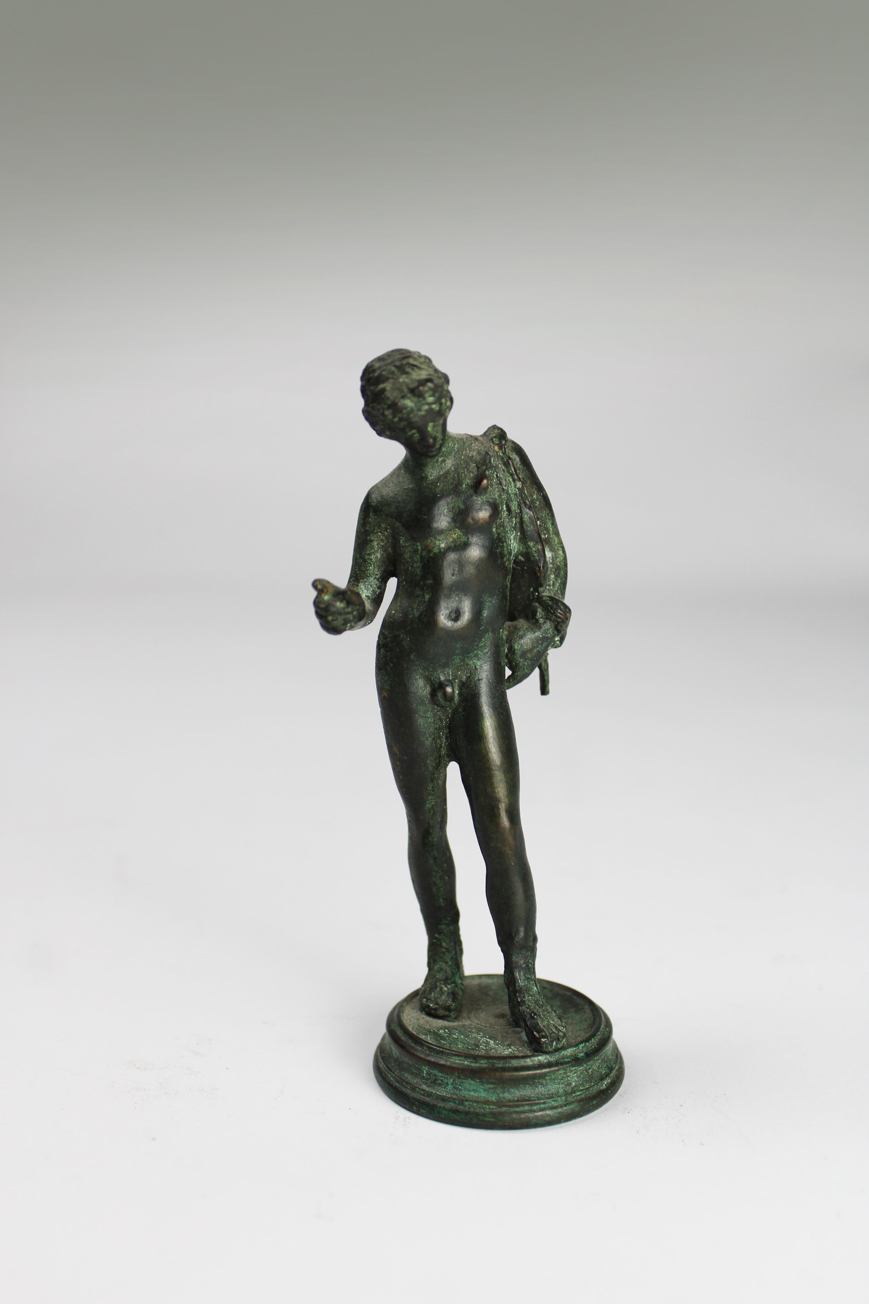 Italian 19th Century Bronze Sculpture Narcissus Grand Tour souvenir Pompeii Italy