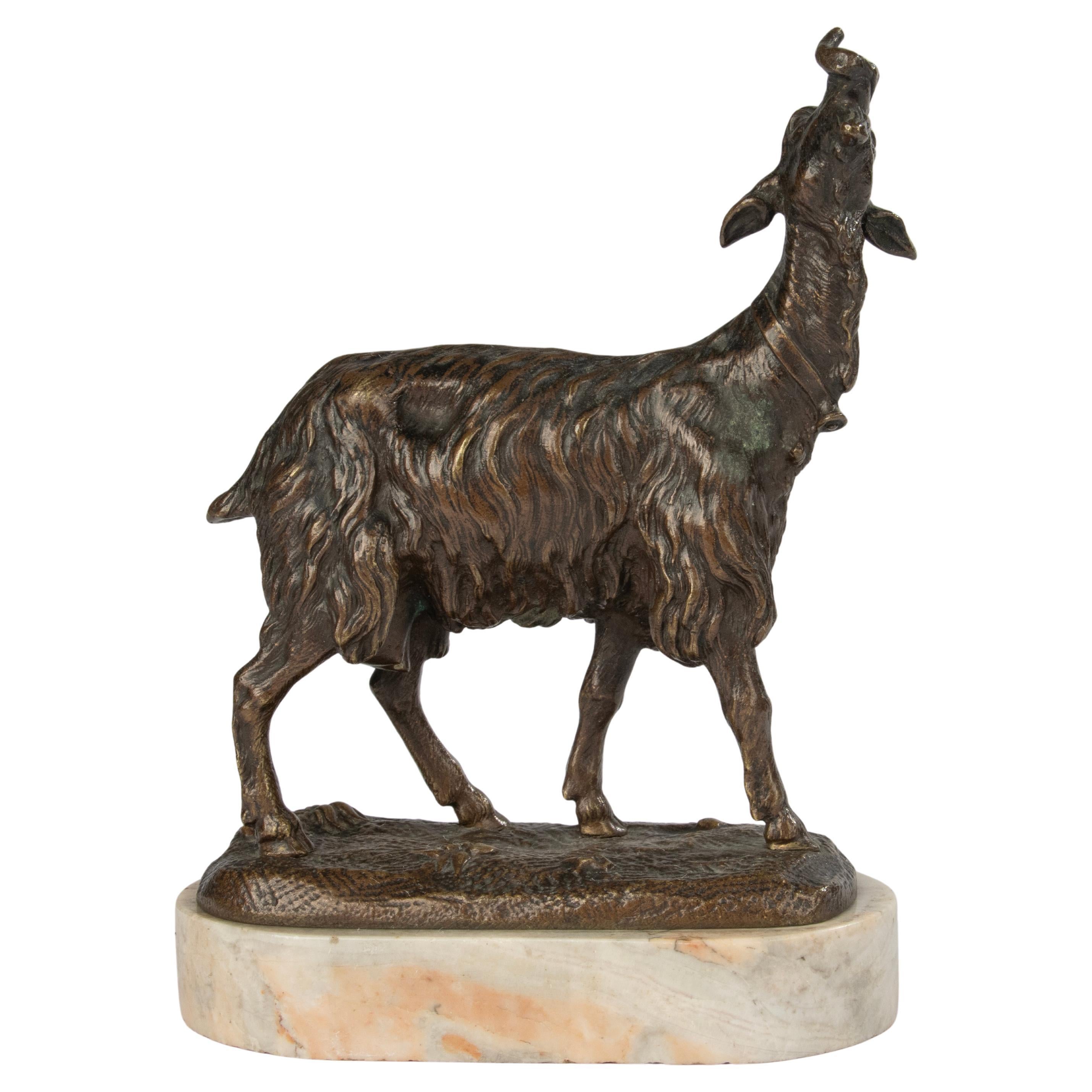 Escultura de cabra en bronce del siglo XIX - Escultura animal en bronce