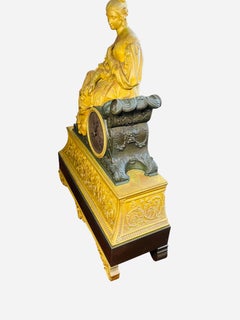 19th Century Bronze Sculpture Of A Lady Mantel Clock