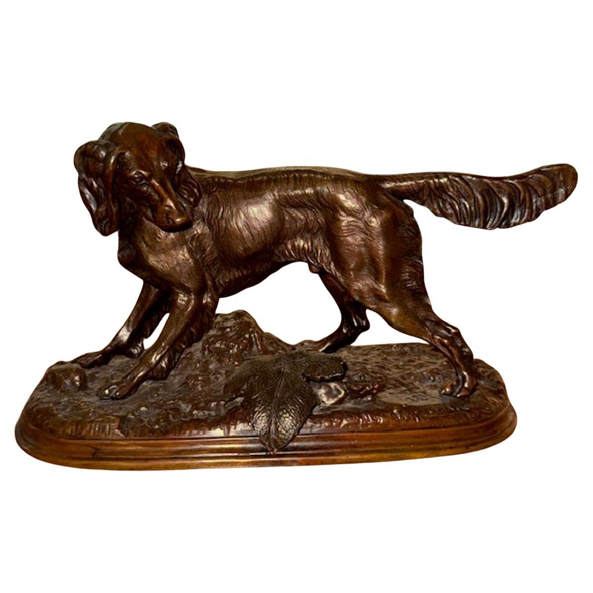 19th Century Bronze Sculpture of a Pointer by Jules Moingiez
