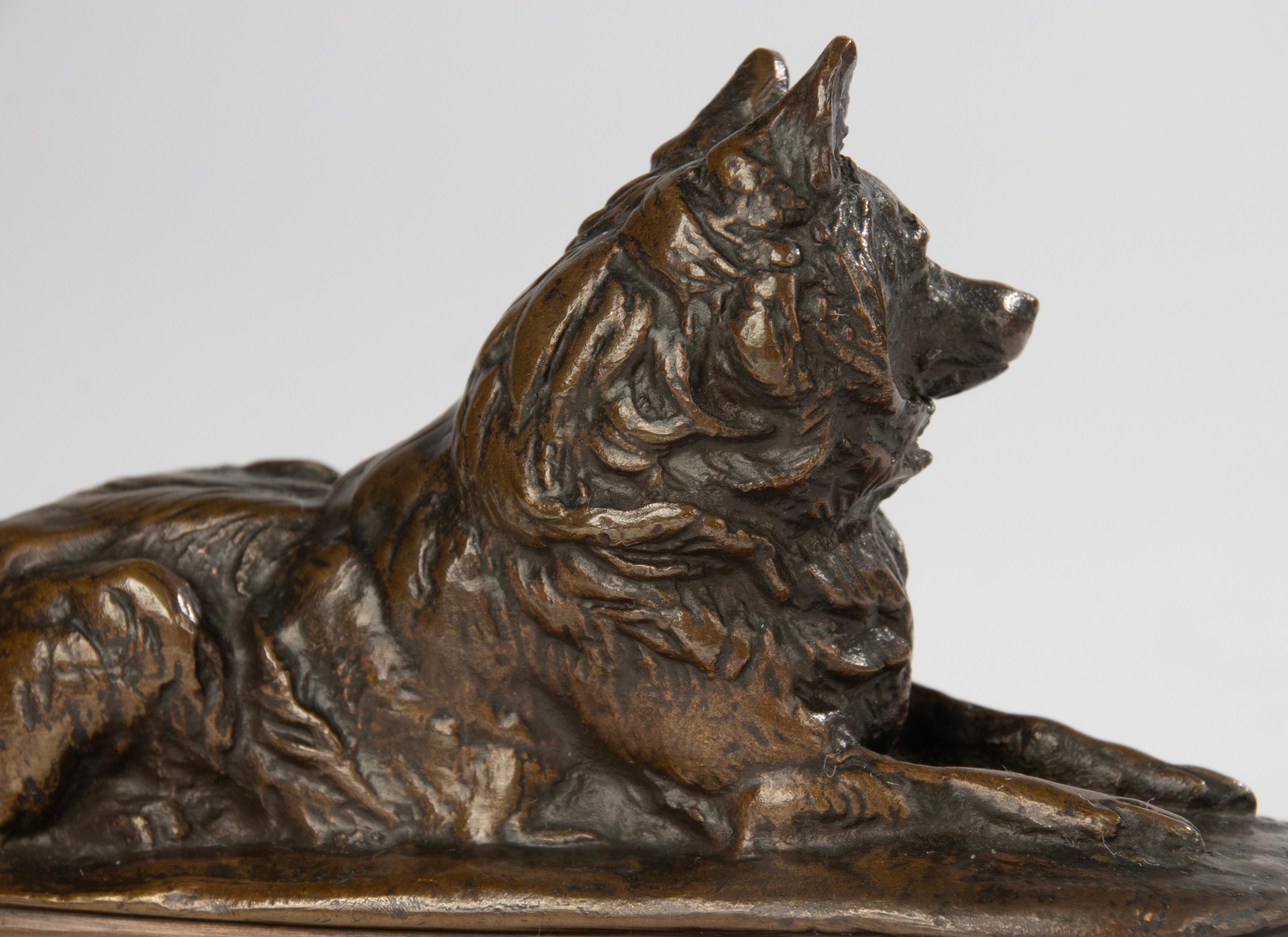 Scultura in bronzo del XIX secolo raffigurante un cane Spitz - di Emmanuel Frémiet in vendita 3
