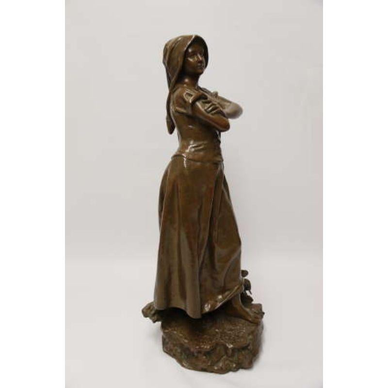 19th Century Bronze Sculpture of a Young Female Gathering Hey For Sale 7