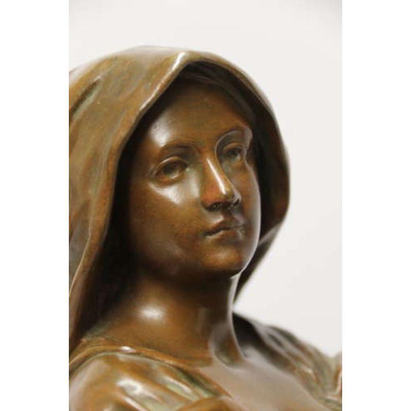 19th Century Bronze Sculpture of a Young Female Gathering Hey For Sale 9