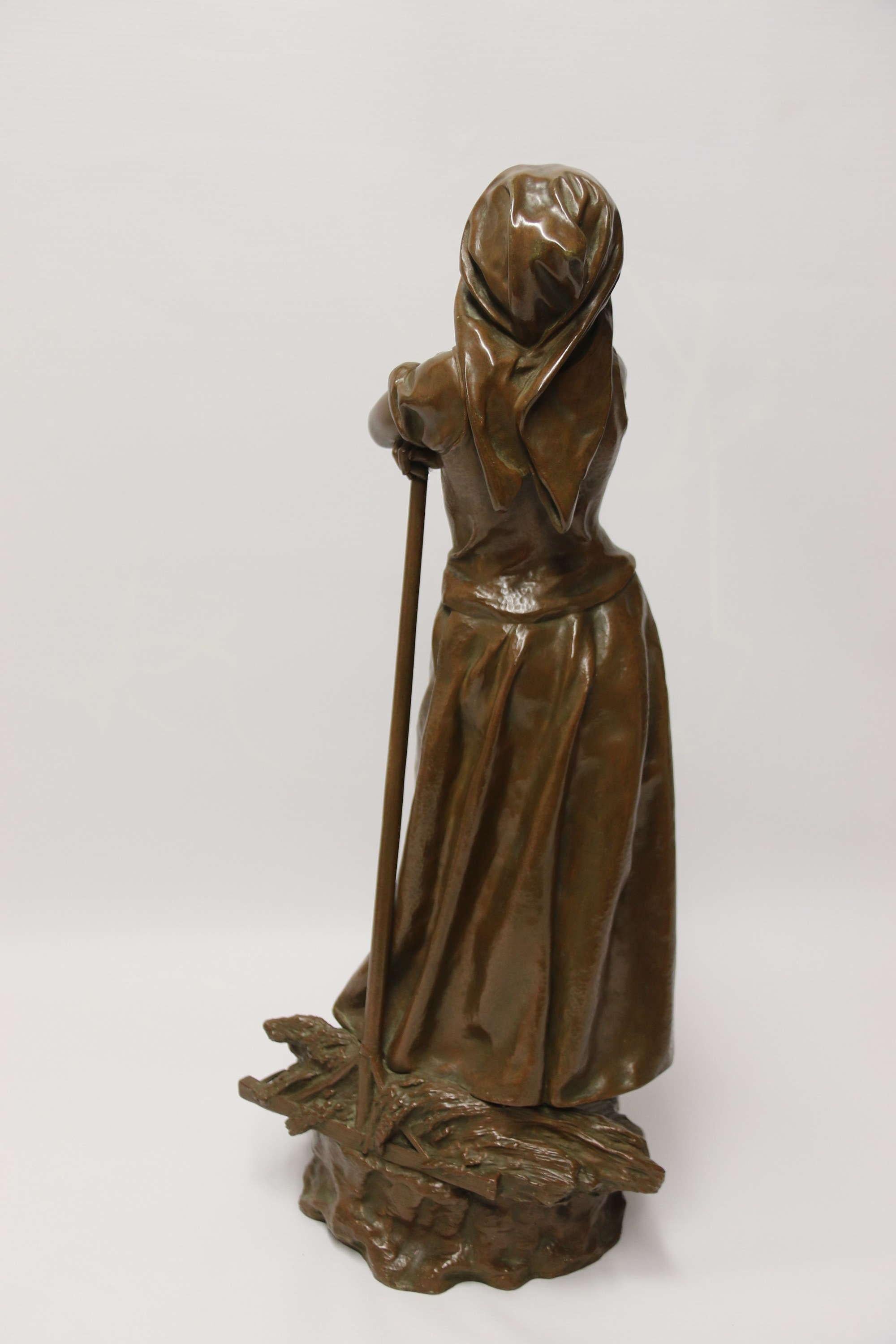 19th Century Bronze Sculpture of a Young Female Gathering Hey

This superb 19th century large bronze figure was produced at the highly acclaimed French foundry Bronze Garanti Au Titre L. V Depossee and it bears their stamp and registration number.