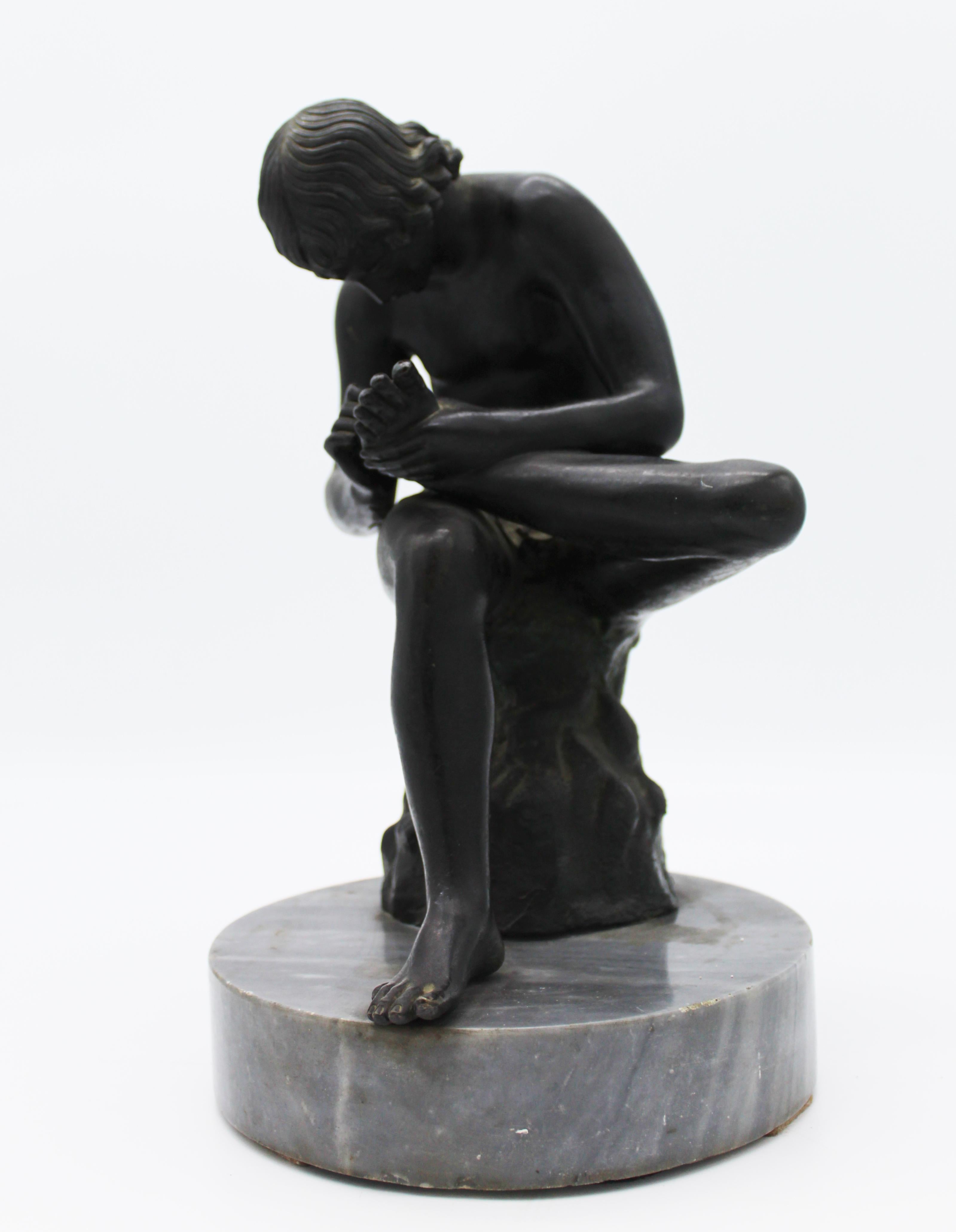 Italian 19th Century Bronze Sculpture of Boy after Original Classical Greek with Thorn For Sale