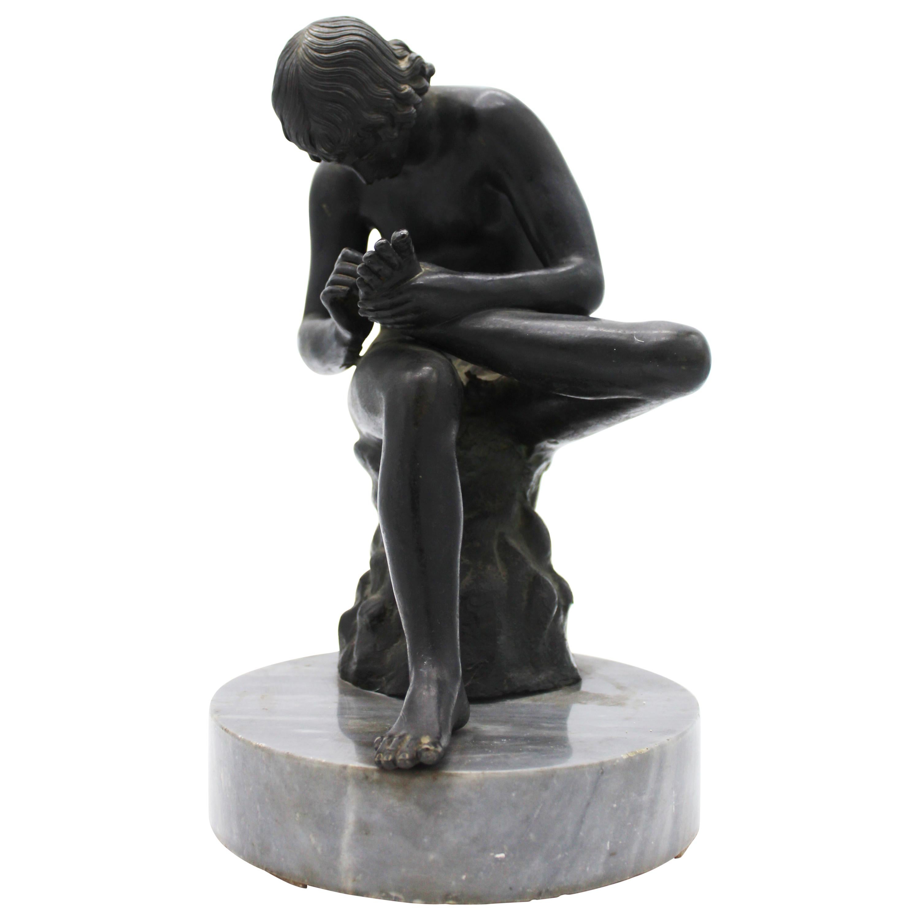 19th Century Bronze Sculpture of Boy after Original Classical Greek with Thorn For Sale