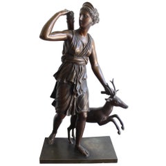 19th Century Bronze Sculpture of Diana the Huntress