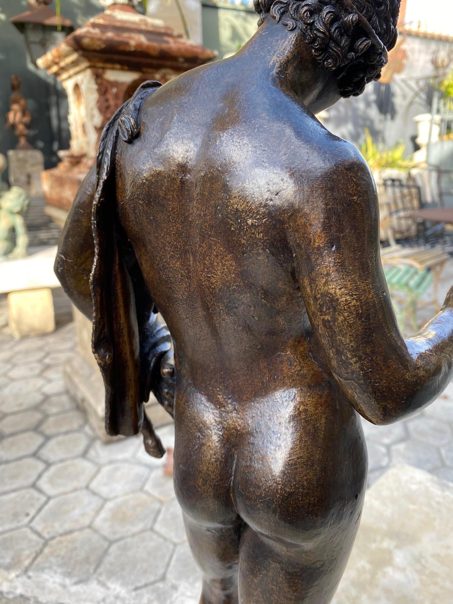 European 19th Century Bronze Sculpture of Dionysus Narcissus Statue Grand Tour Decorative
