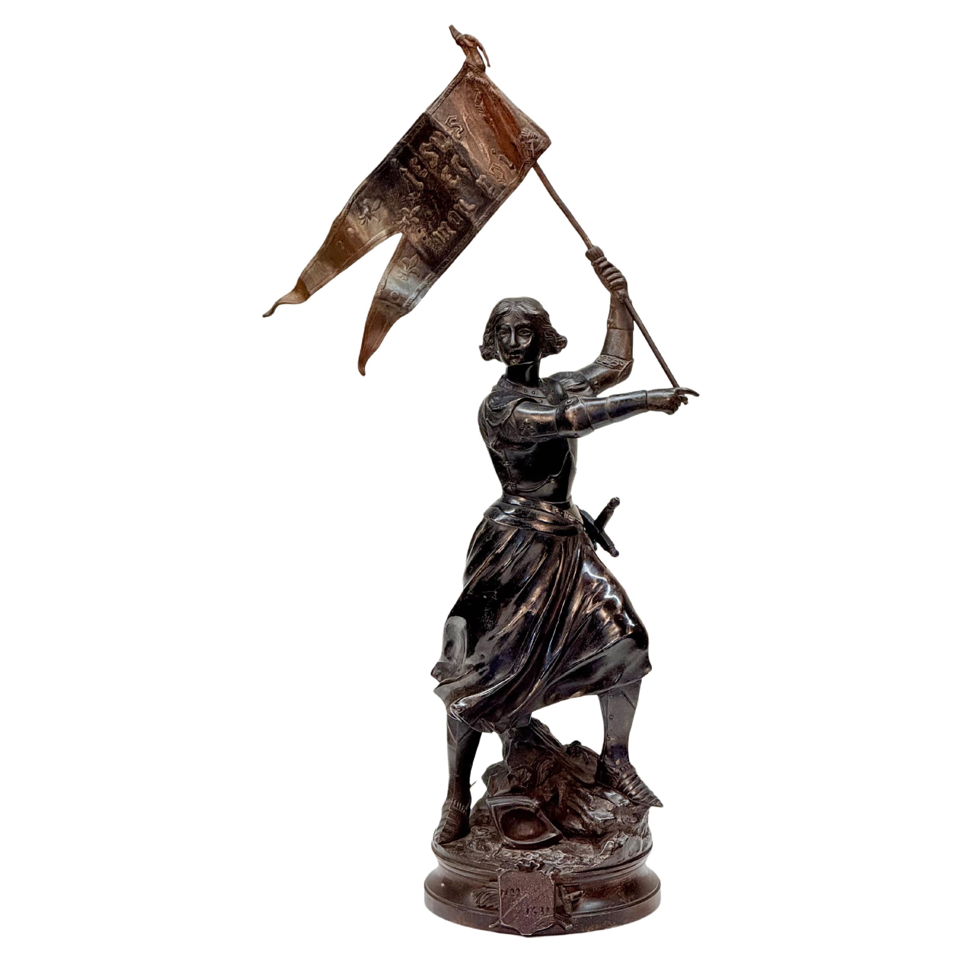 19th Century Bronze Sculpture of Joan of Arc by Adrien Étienne Gaudez, Signed