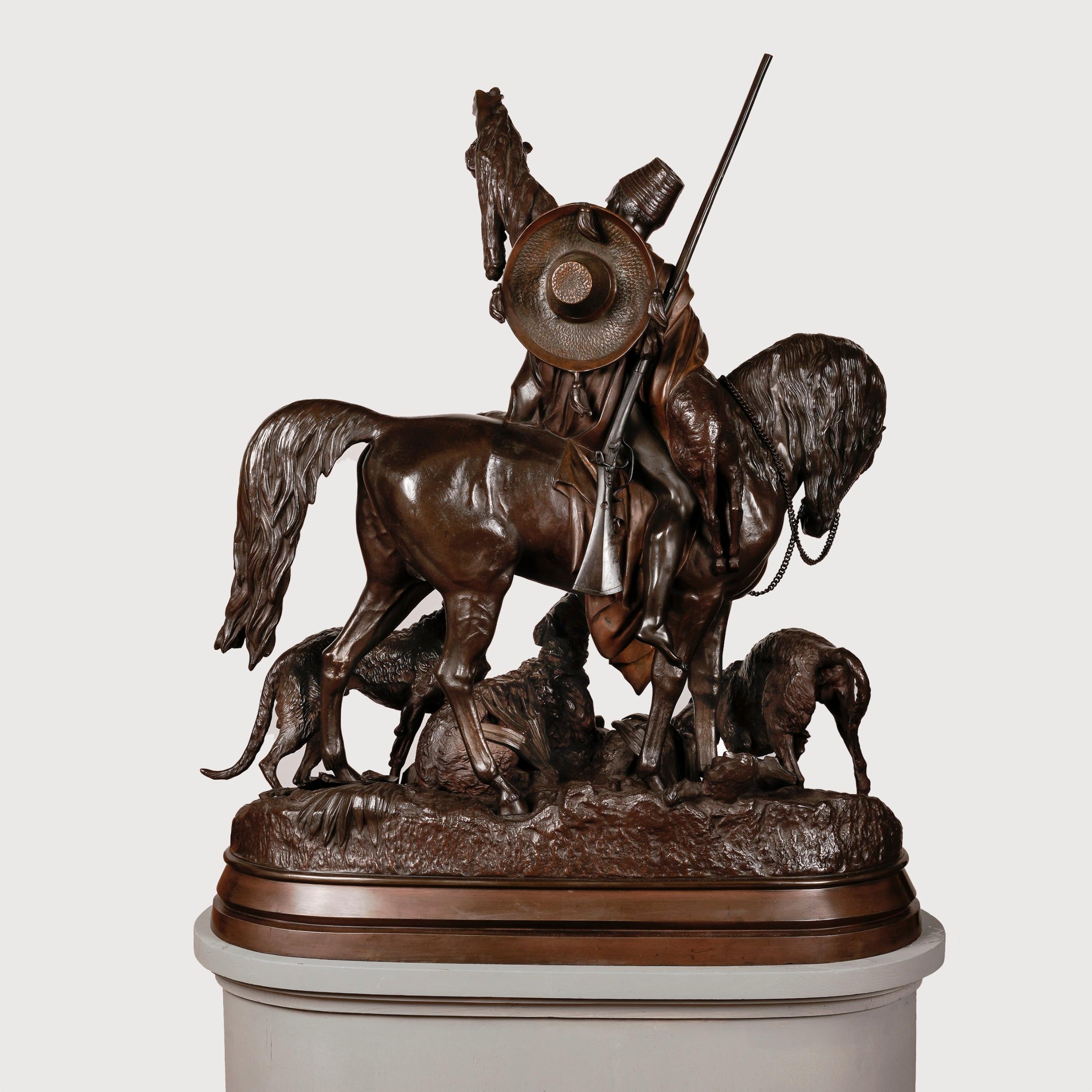 19th Century Bronze Sculpture of 'Kabyle au retour de la chasse' by Waagen In Good Condition For Sale In London, GB