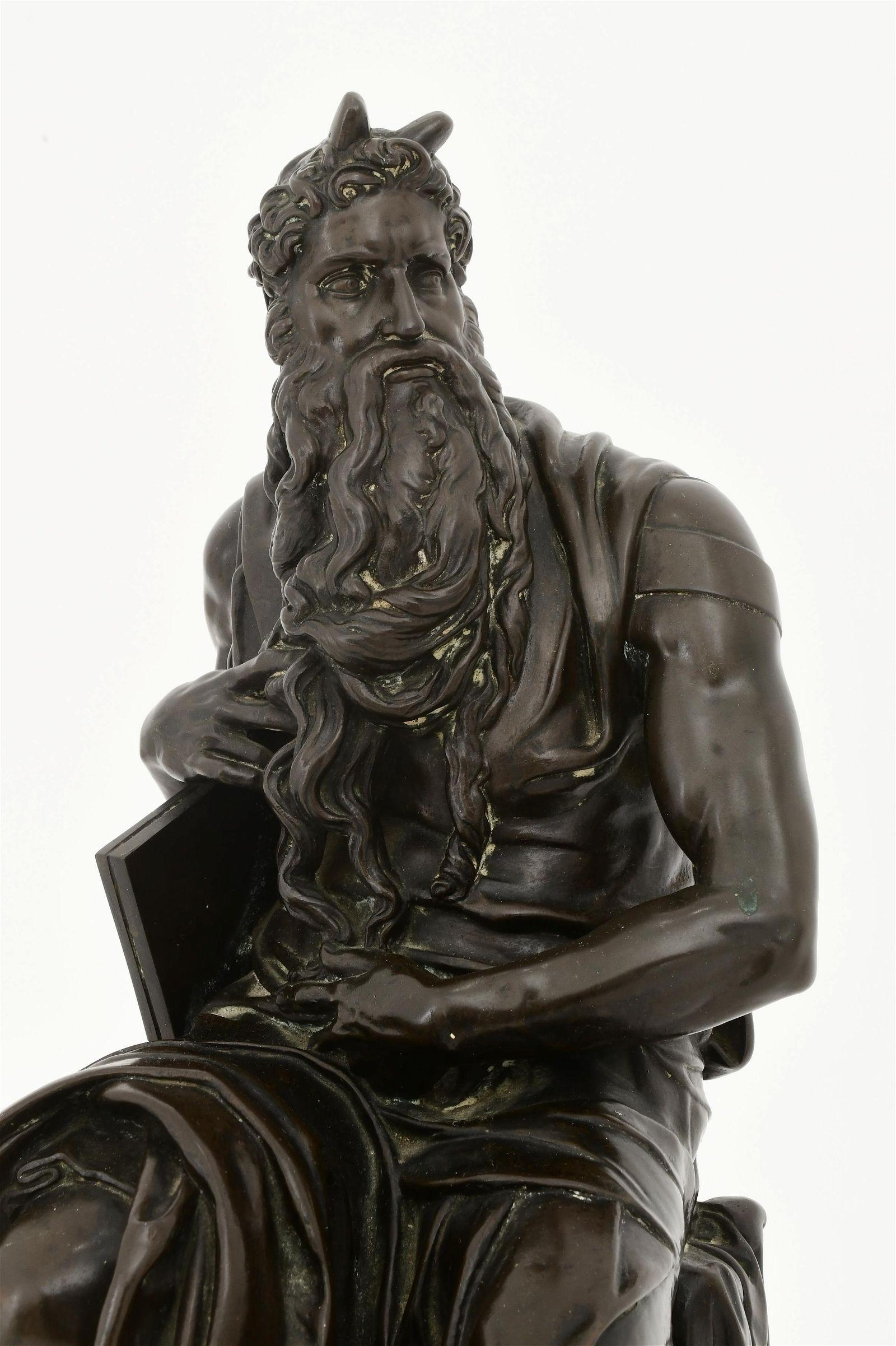 19th Century Bronze Sculpture of Moses After Michelangelo Cast by Barbedienne 1